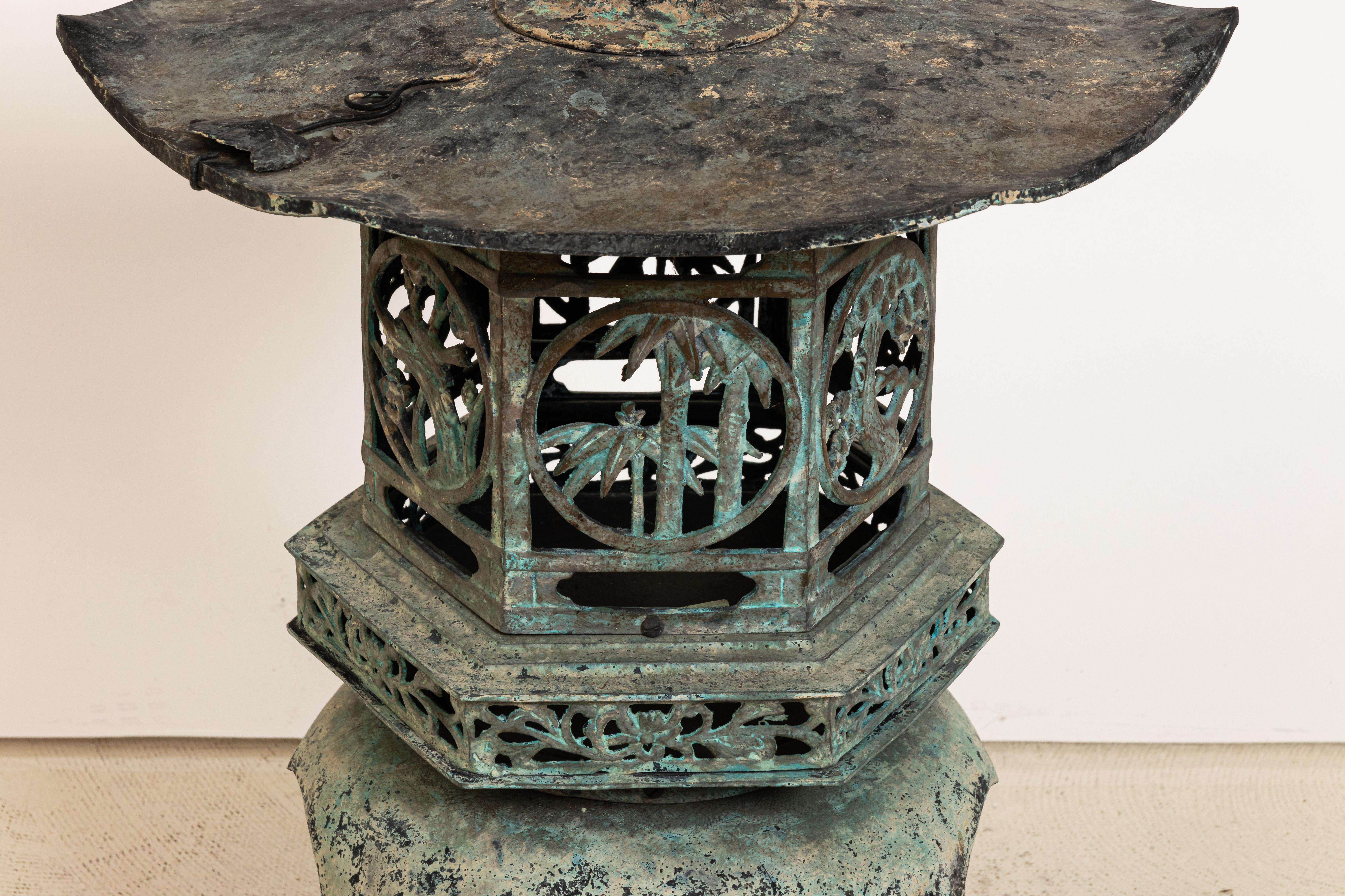 Asian Cast Iron Garden Pagoda Candleholder