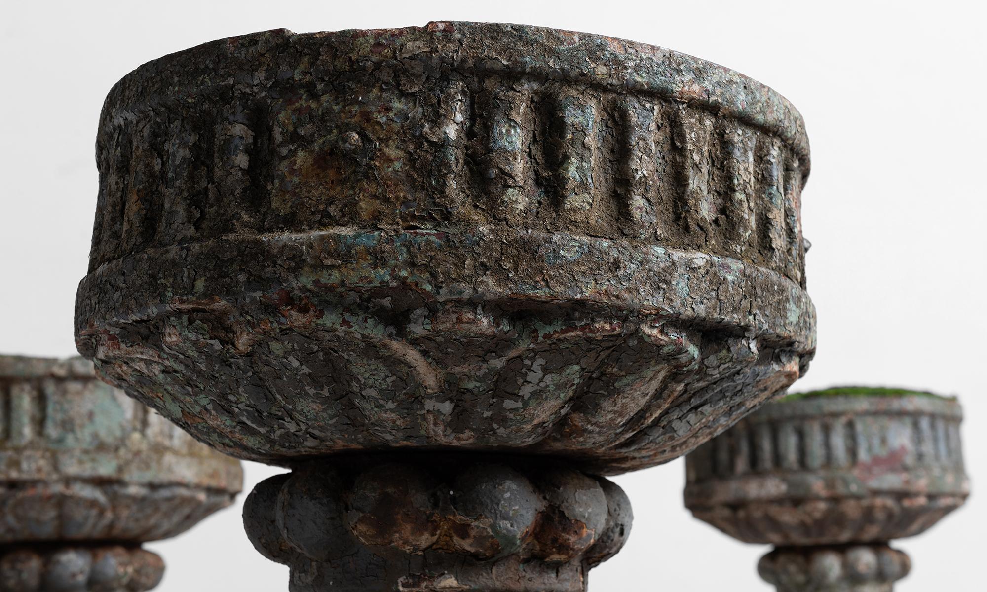 18th Century Cast Iron Garden Urns