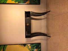 Cast Iron Golden Brass Saber Legs Console Table, France  1940s
