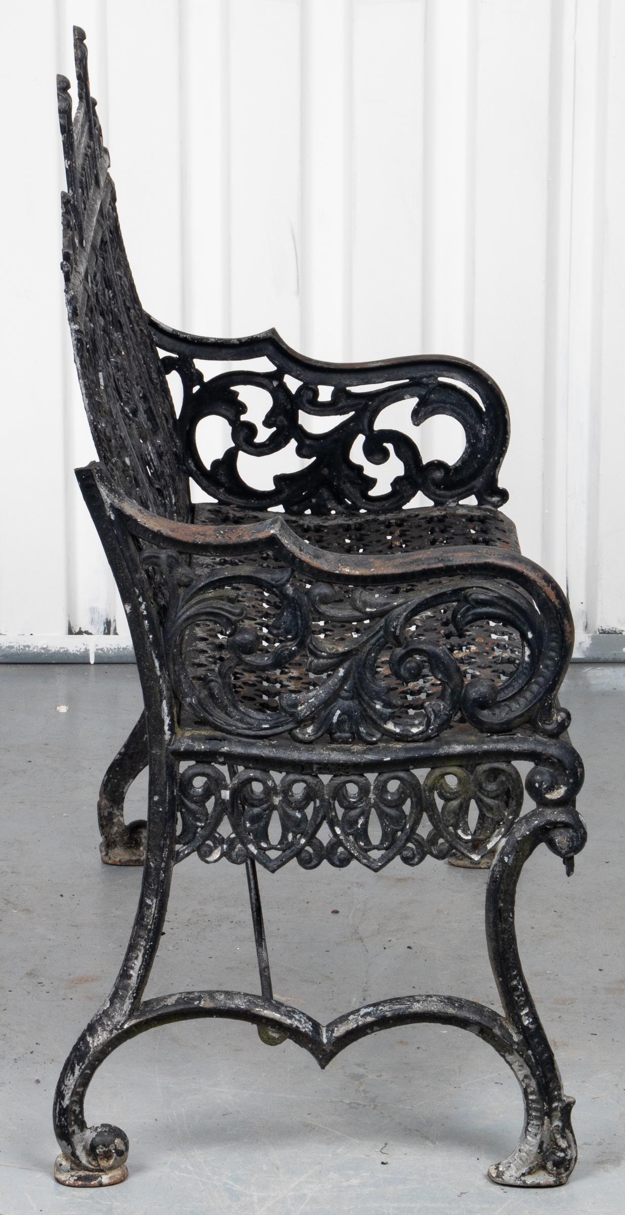 Cast Iron Gothic Revival Garden Bench after Peter Timmes In Good Condition In New York, NY