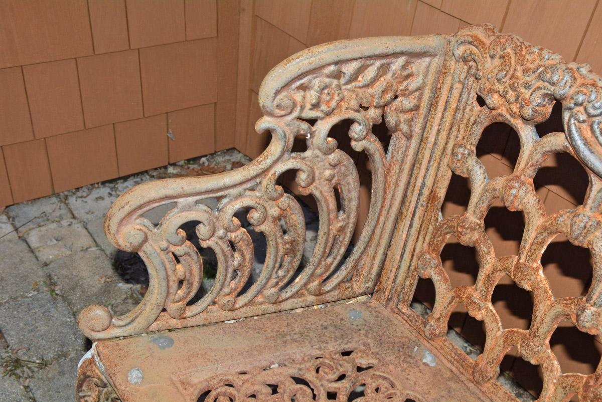 Early Victorian Cast Iron Gothic Style Garden Bench