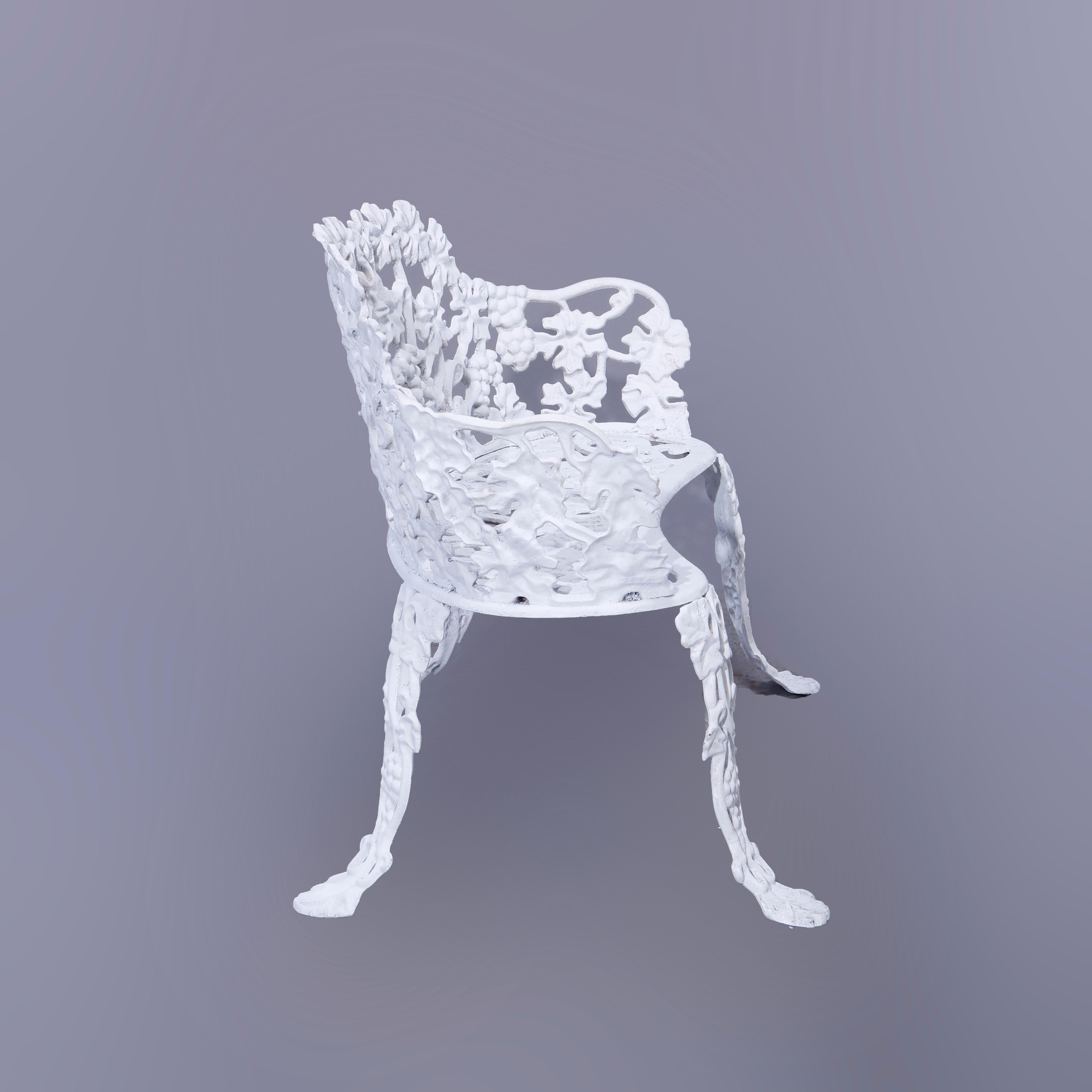 20th Century Cast Iron Grape Leaf Garden Bench 20th C