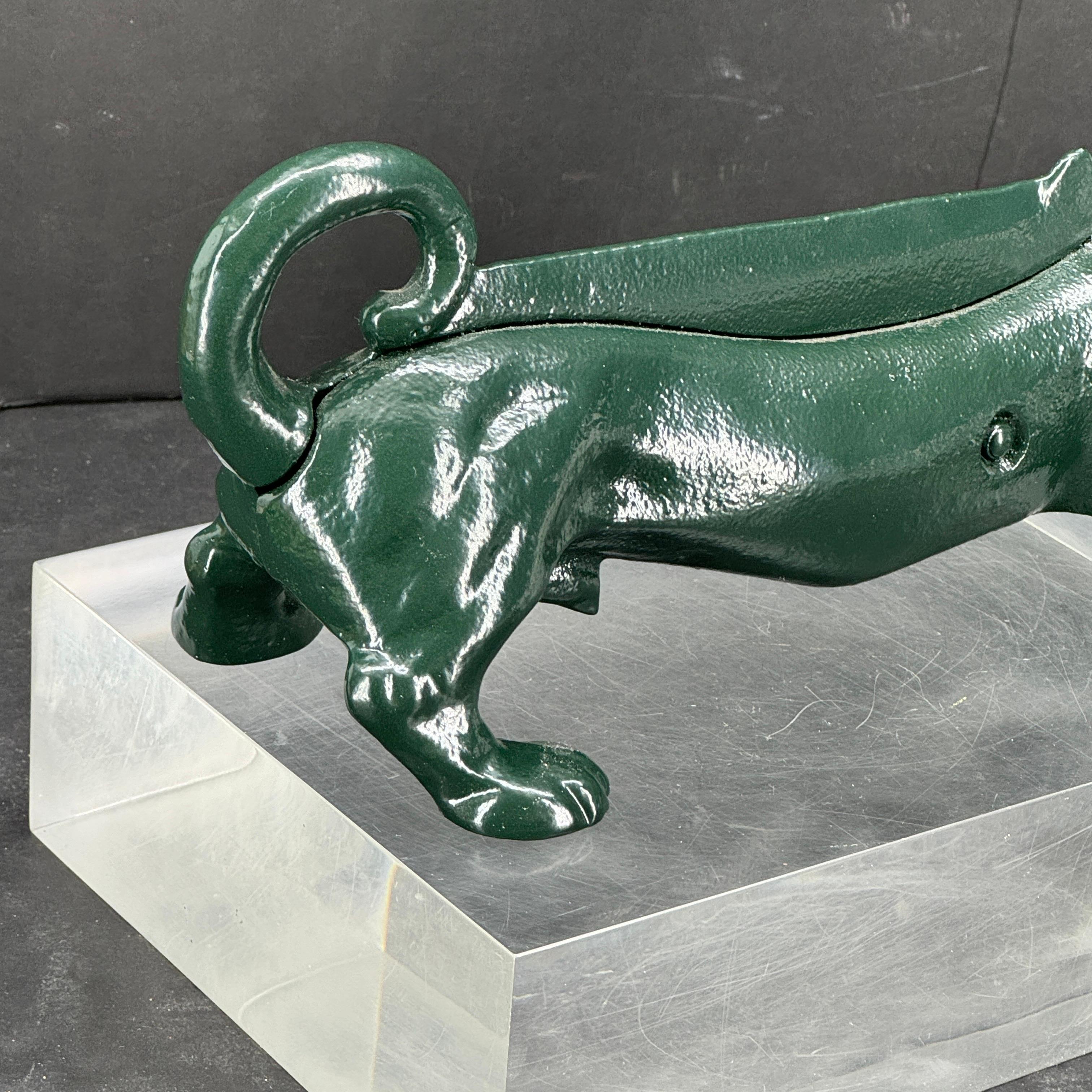Cast Iron Green Foot Boot Scraper Door Stop of Dachshund Dog For Sale 2