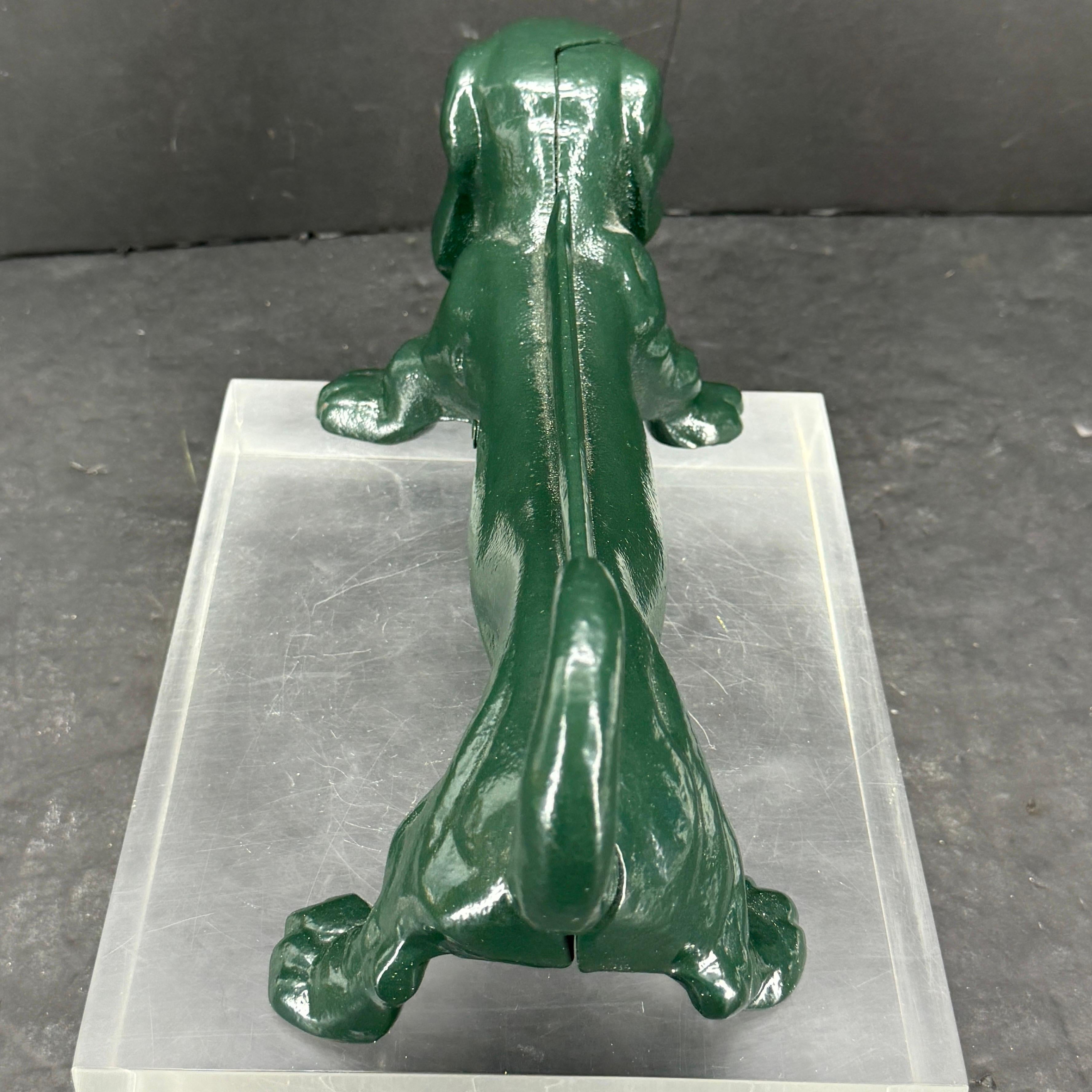 Cast Iron Green Foot Boot Scraper Door Stop of Dachshund Dog For Sale 3