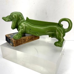 Cast Iron Green Foot Boot Scraper Door Stop of Dachshund Dog