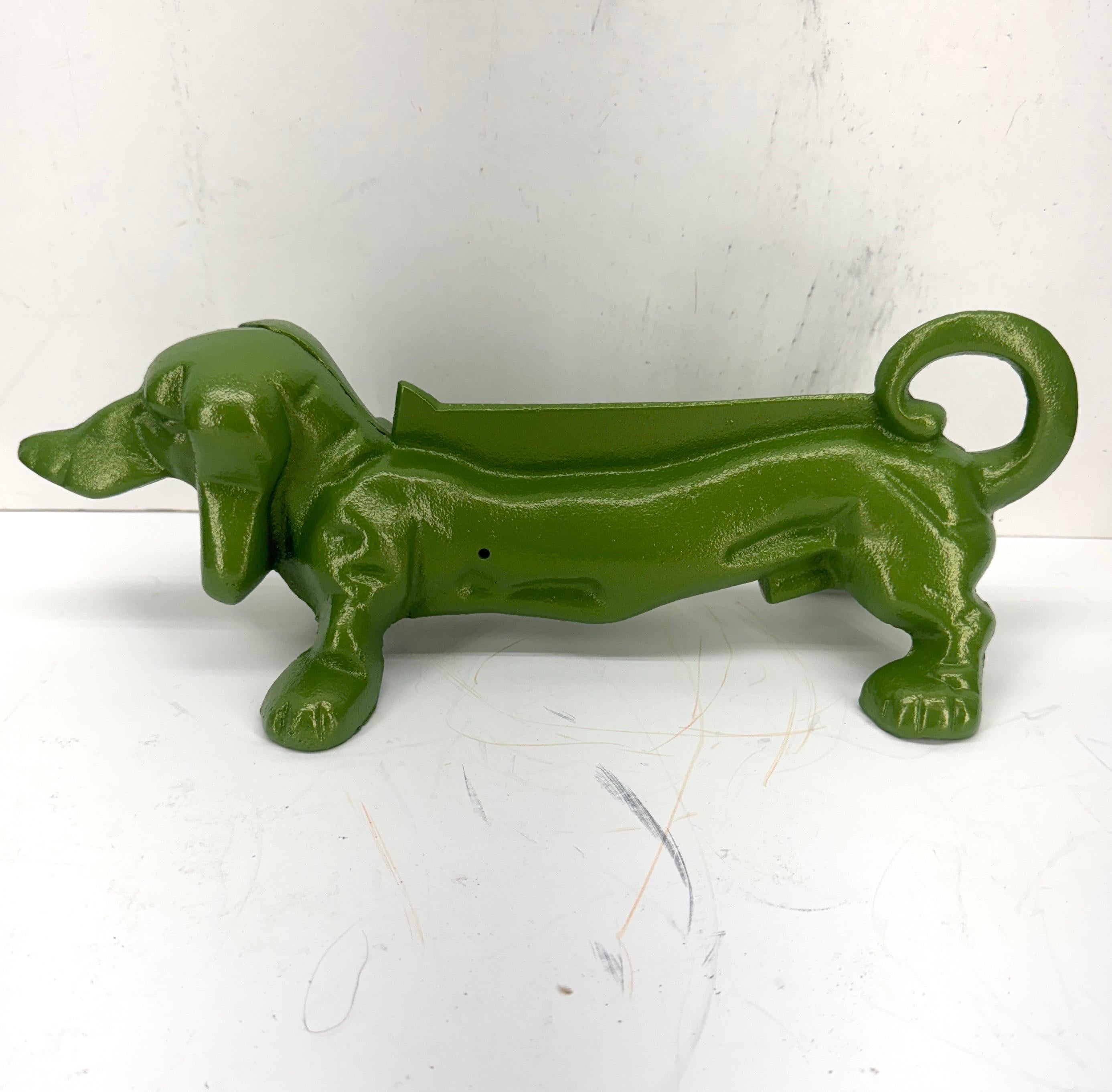 Rascador de Pies de Hierro Fundido Verde Tope de Puerta de Perro Salchicha Hecho a mano en venta