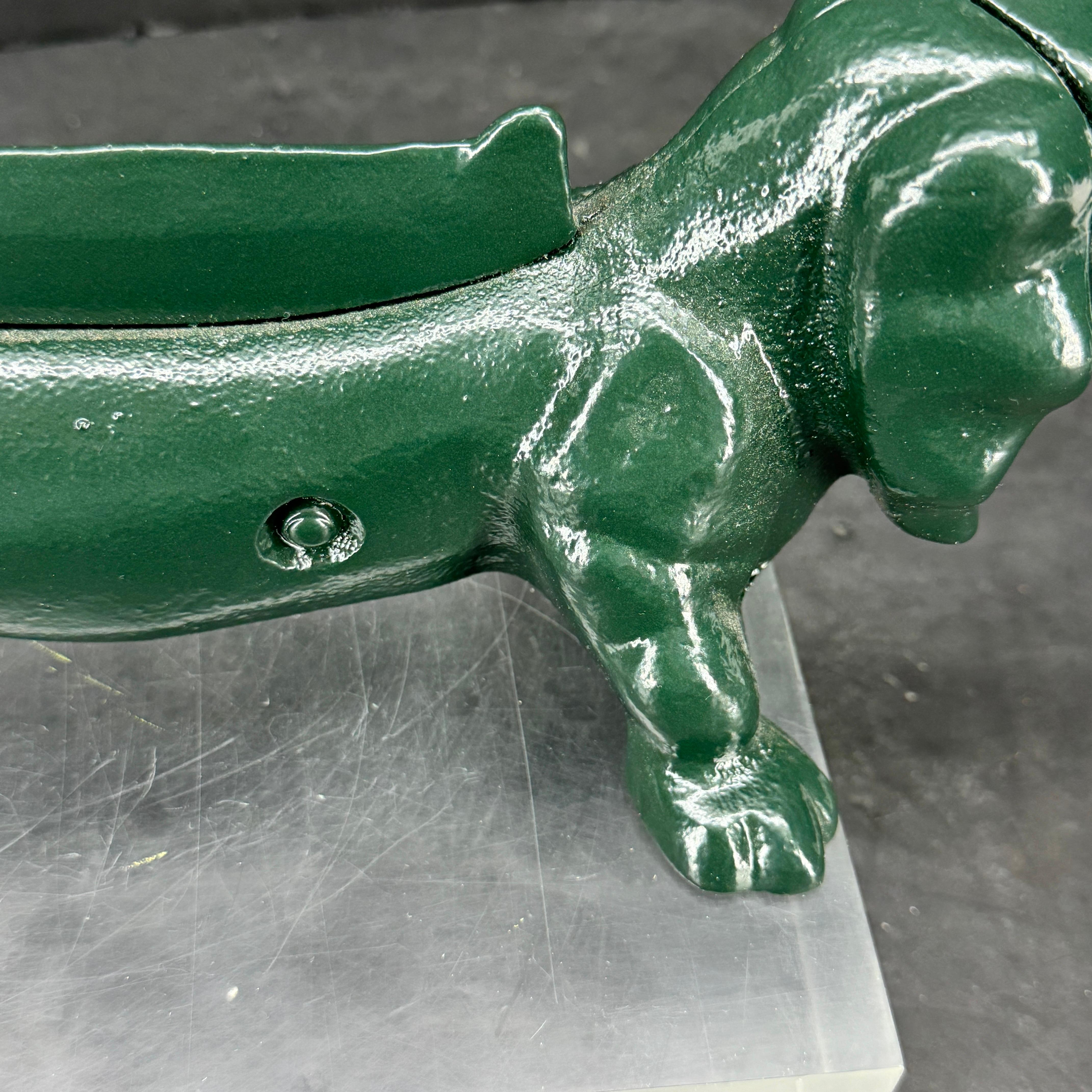 Cast Iron Green Foot Boot Scraper Door Stop of Dachshund Dog For Sale 1