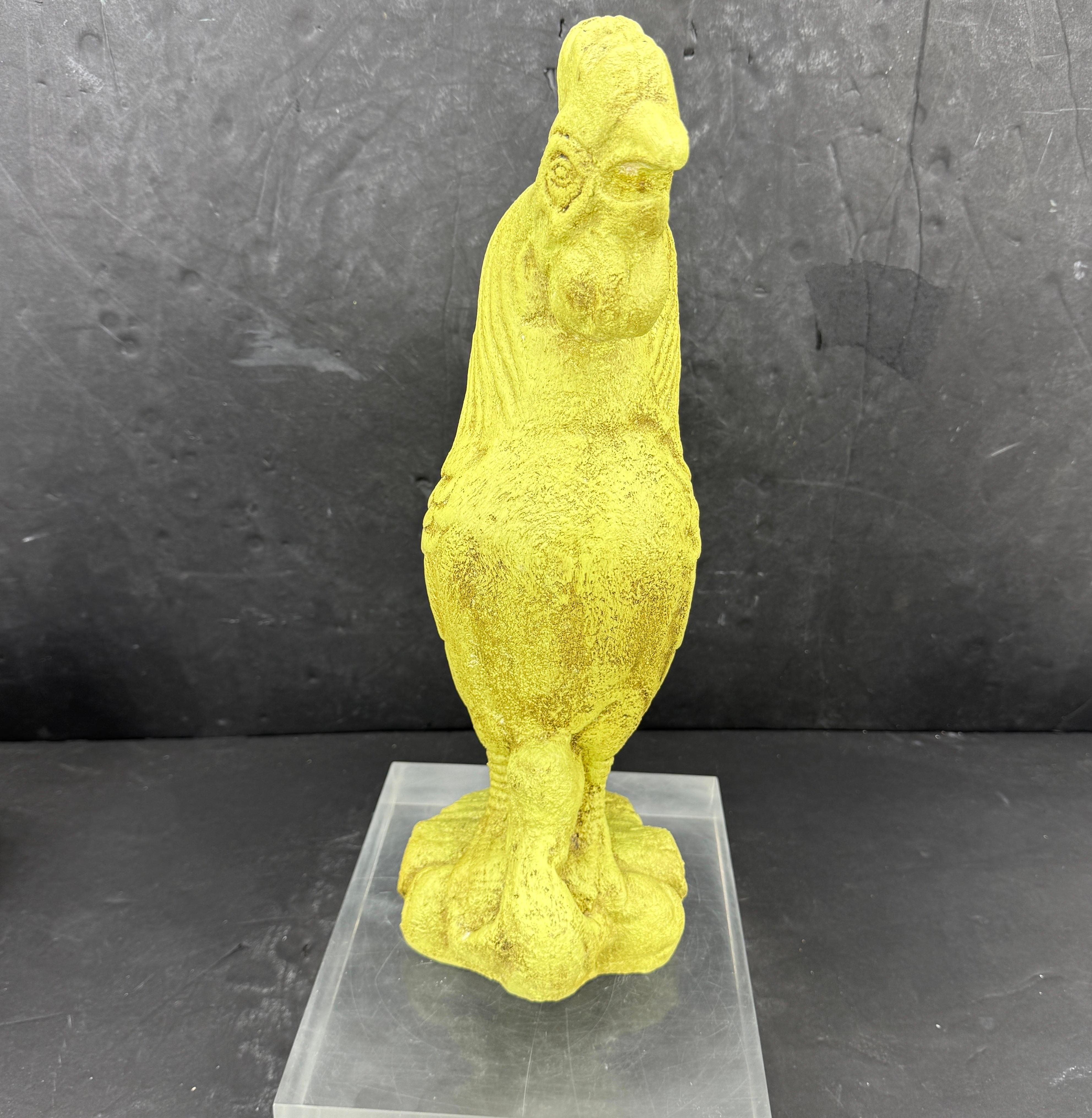 Européen Sculpture de coq en fonte peinte en vert Butoir de porte en vente