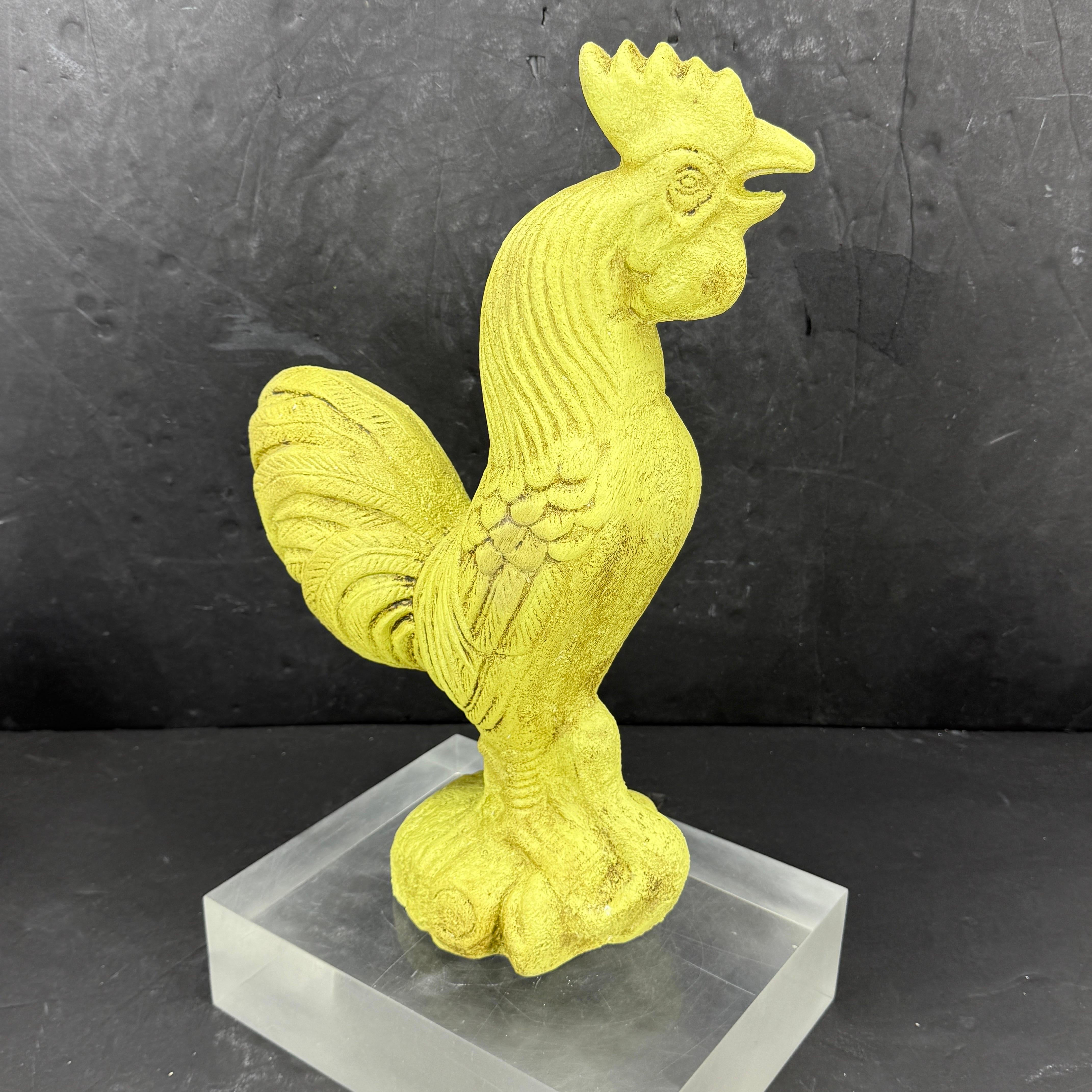 Moulage Sculpture de coq en fonte peinte en vert Butoir de porte en vente