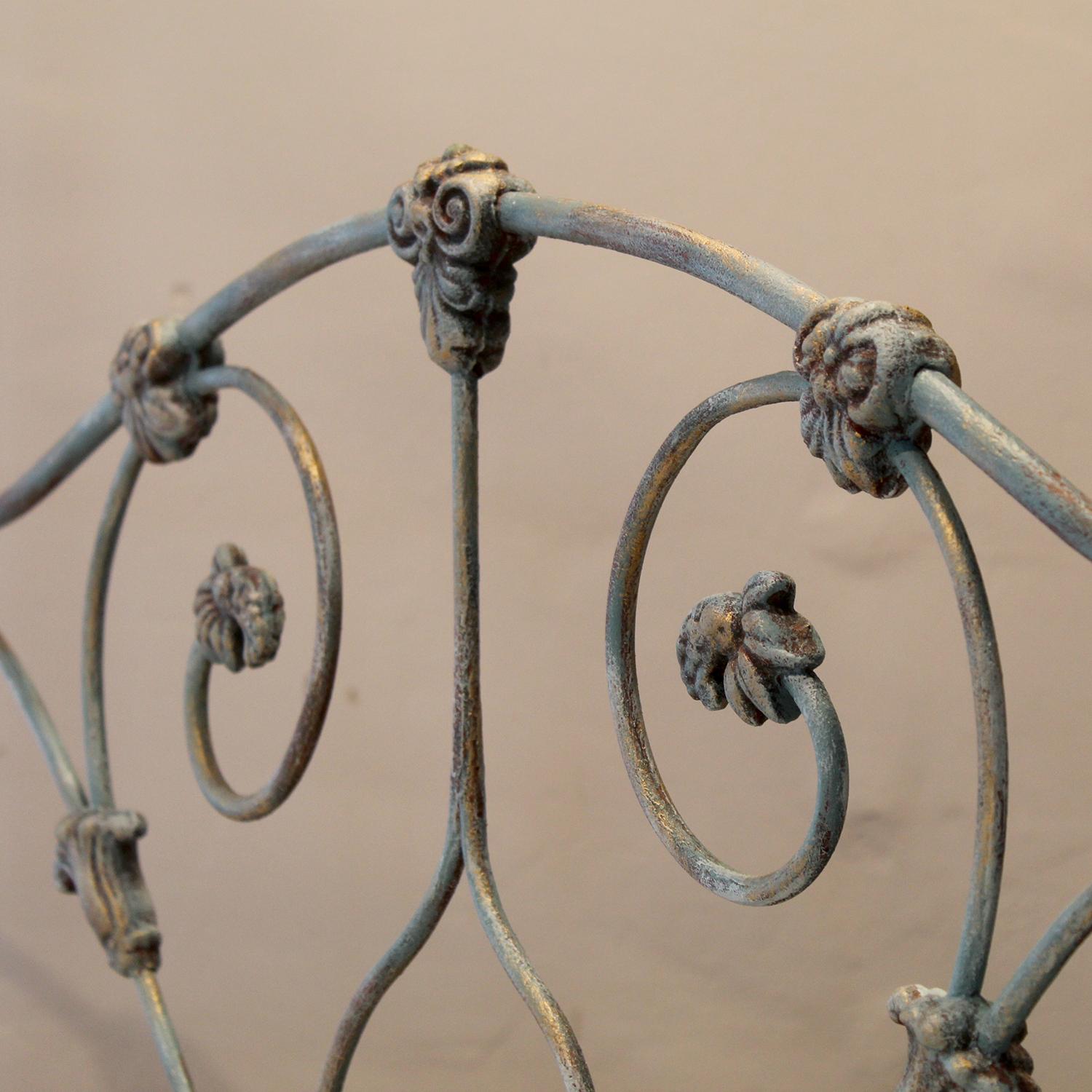 Cast Iron Half Tester Antique Bed finished in Blue Verdigris, M4P46 For Sale 2
