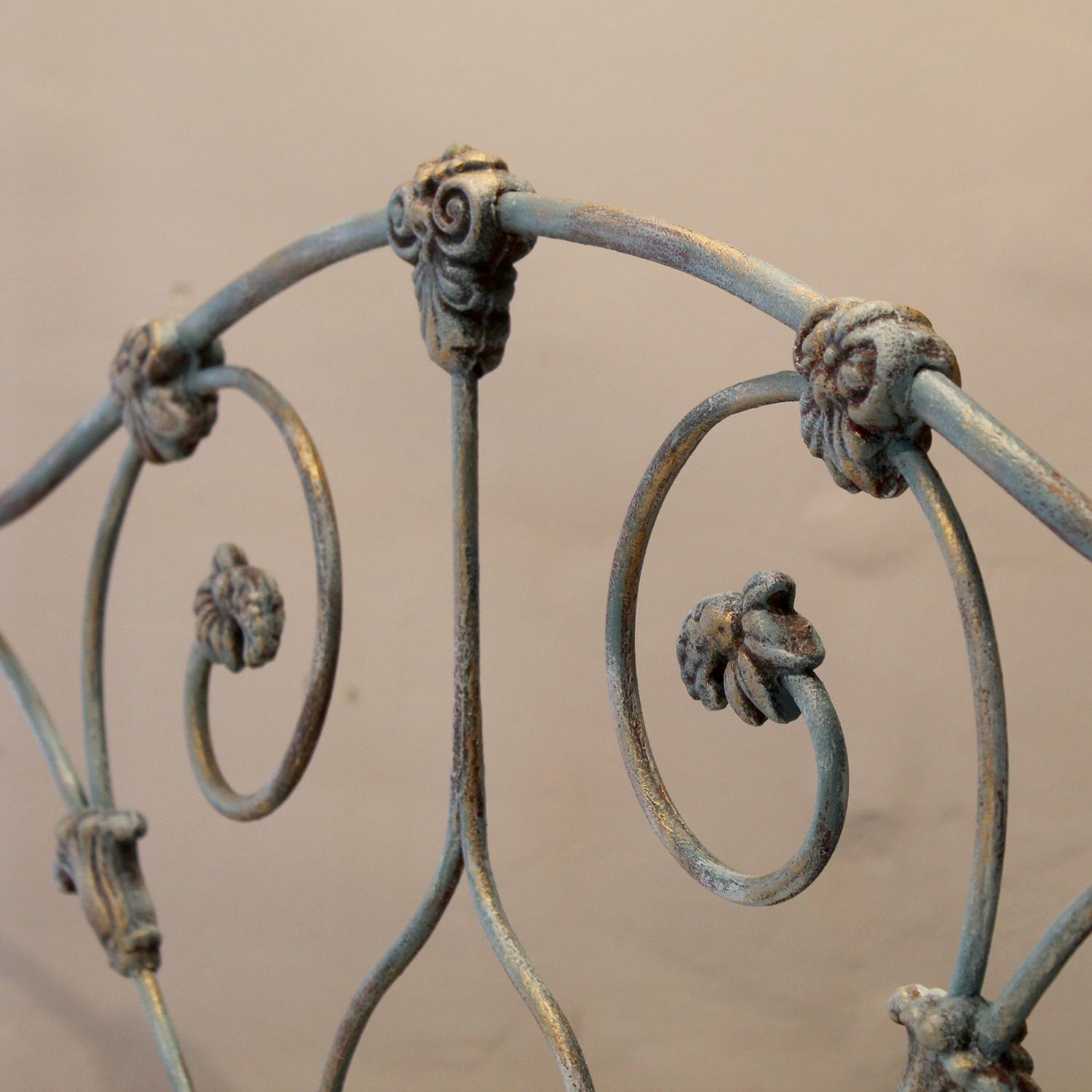 Cast Iron Half Tester Antique Bed finished in Blue Verdigris, M4P46 1