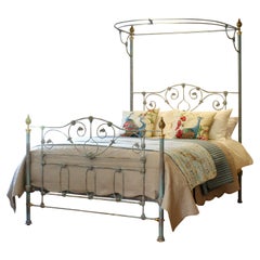 Cast Iron Half Tester Antique Bed finished in Blue Verdigris, M4P46