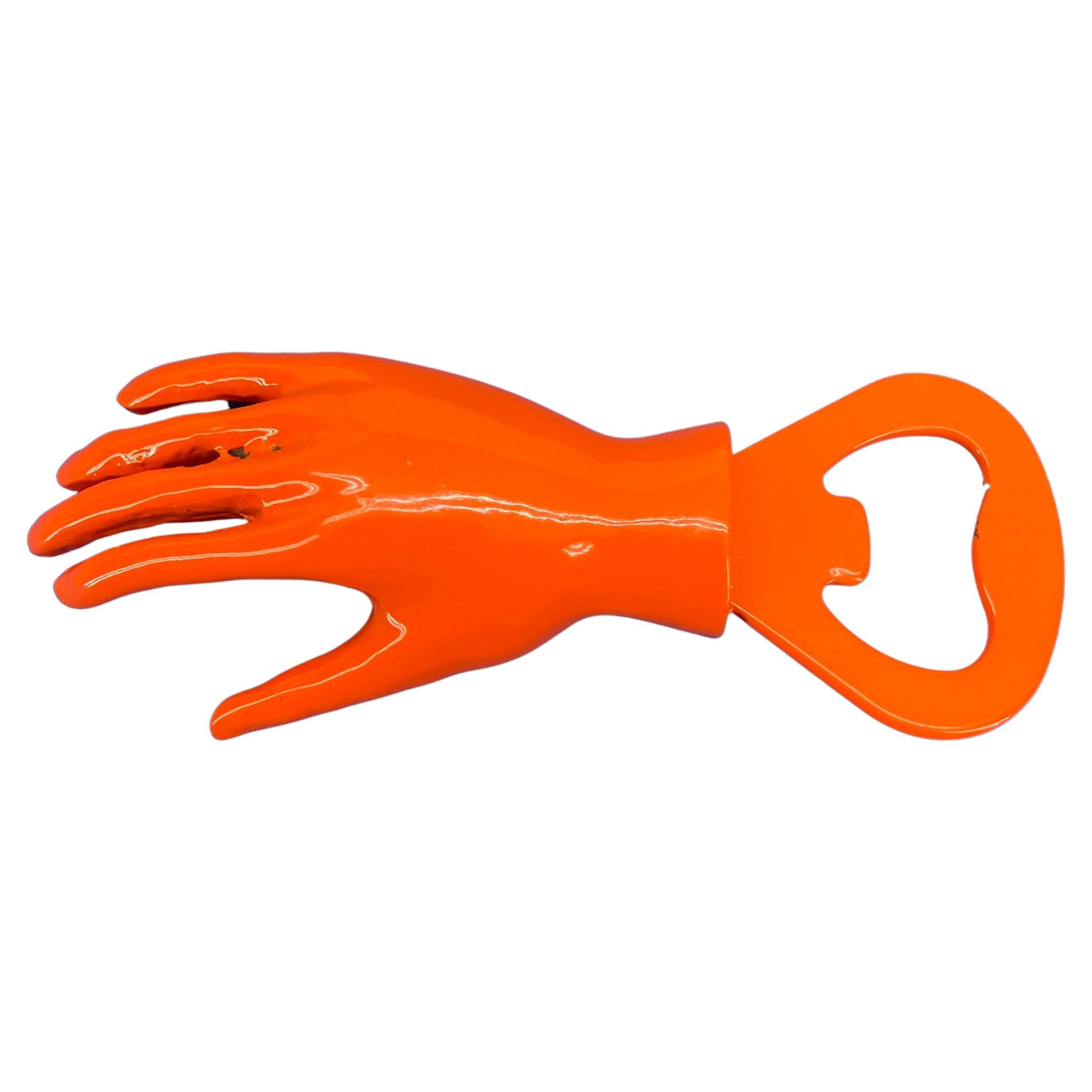 Cast Iron Hand Bottle Opener, Powder Coated Bright Orange 3