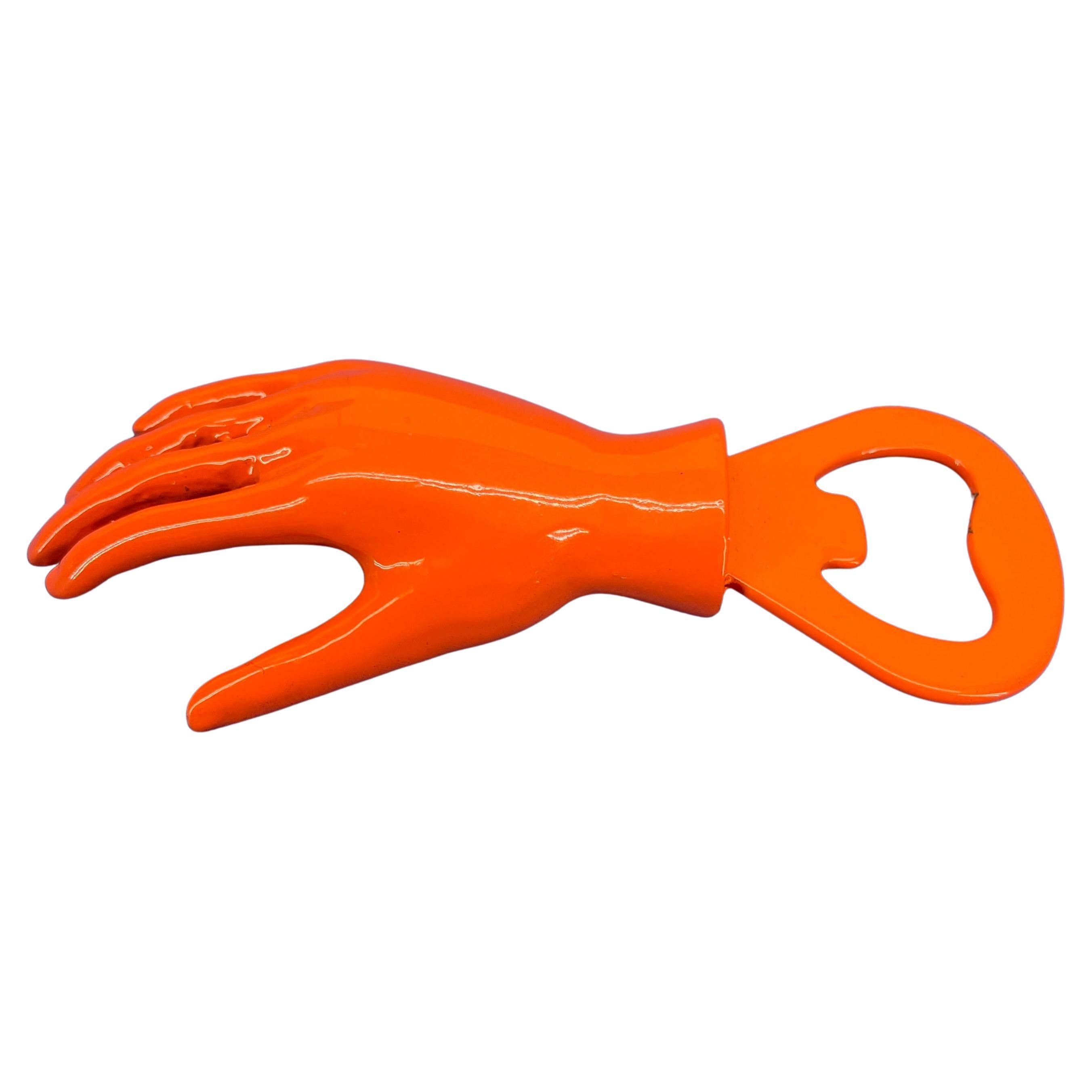 Cast Iron Hand Bottle Opener, Powder Coated Bright Orange 2