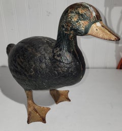 Anatra in ghisa dipinta a mano / Ornamento da giardino