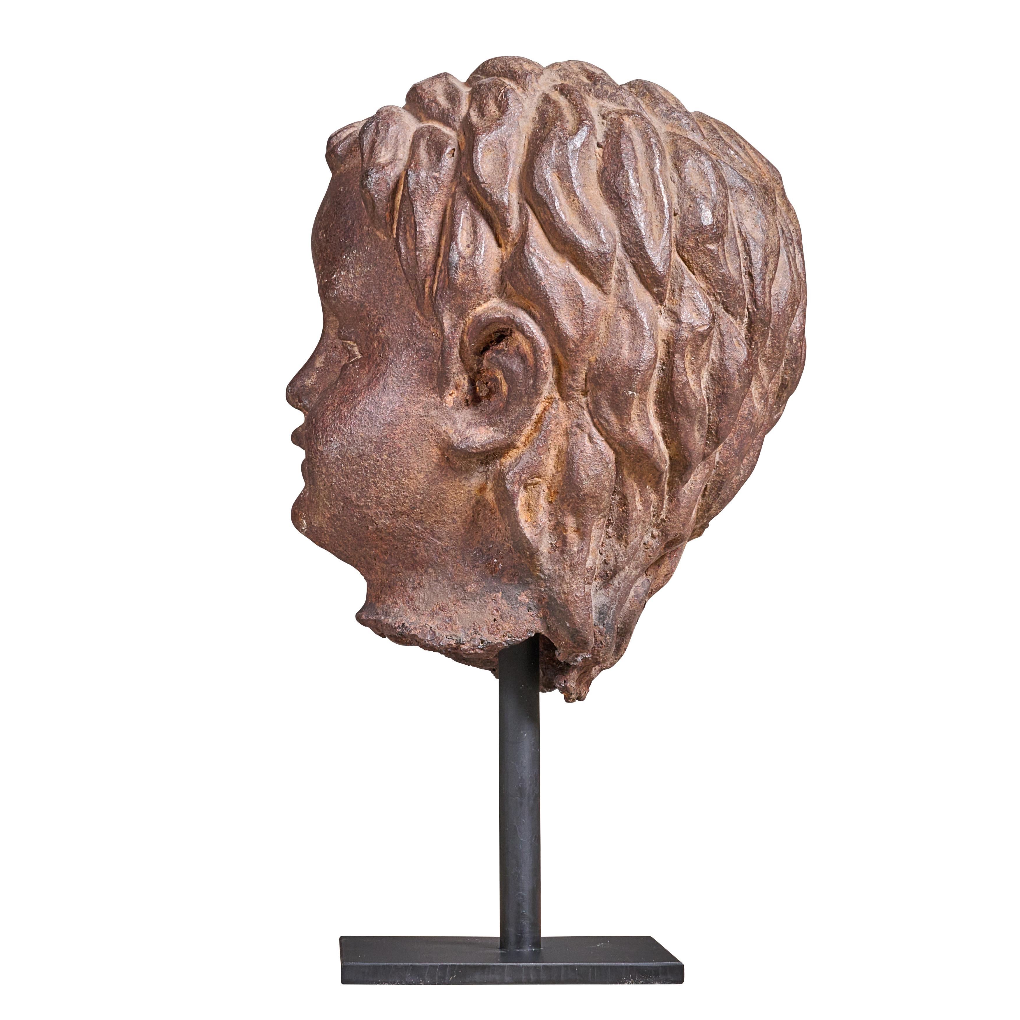 Argentine Cast Iron Head from a Statue For Sale