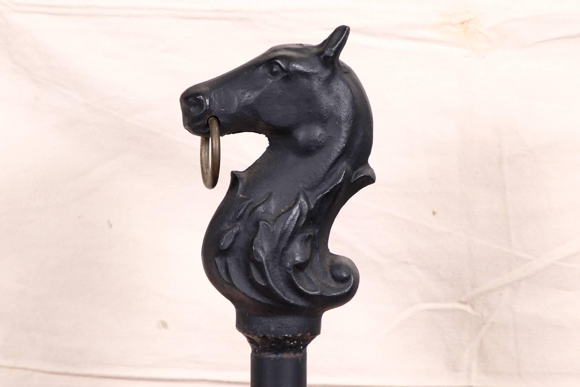 Cast Iron Hitching Post with Horse Head, 1960s 1