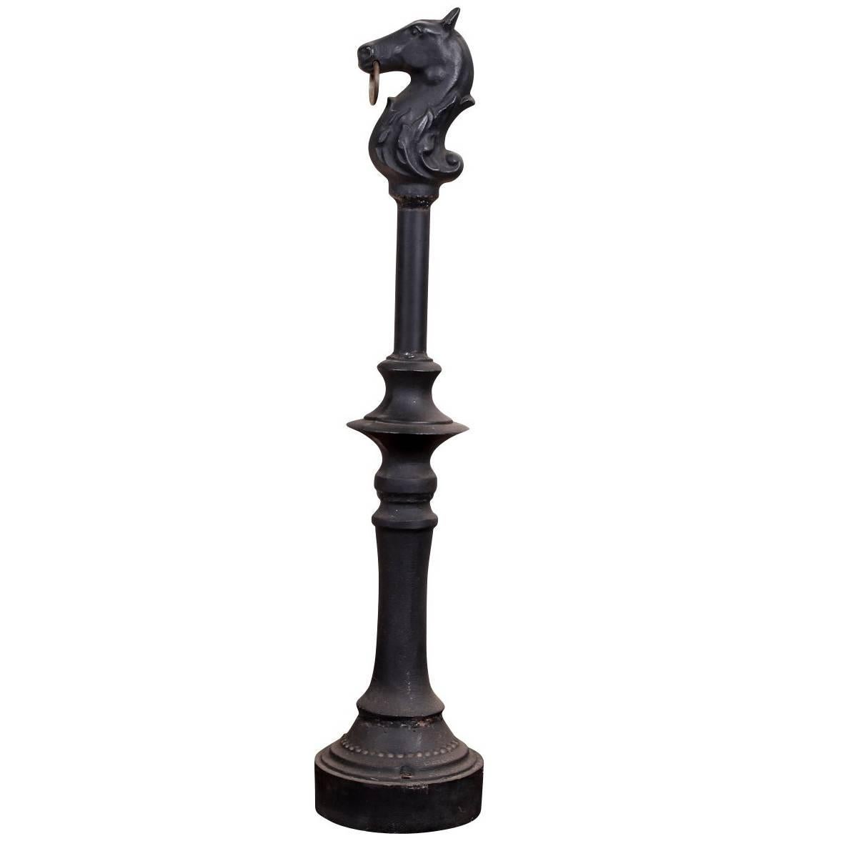 Cast Iron Hitching Post with Horse Head, 1960s