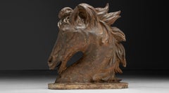 Cast Iron Horse Head Sculpture, England 1870
