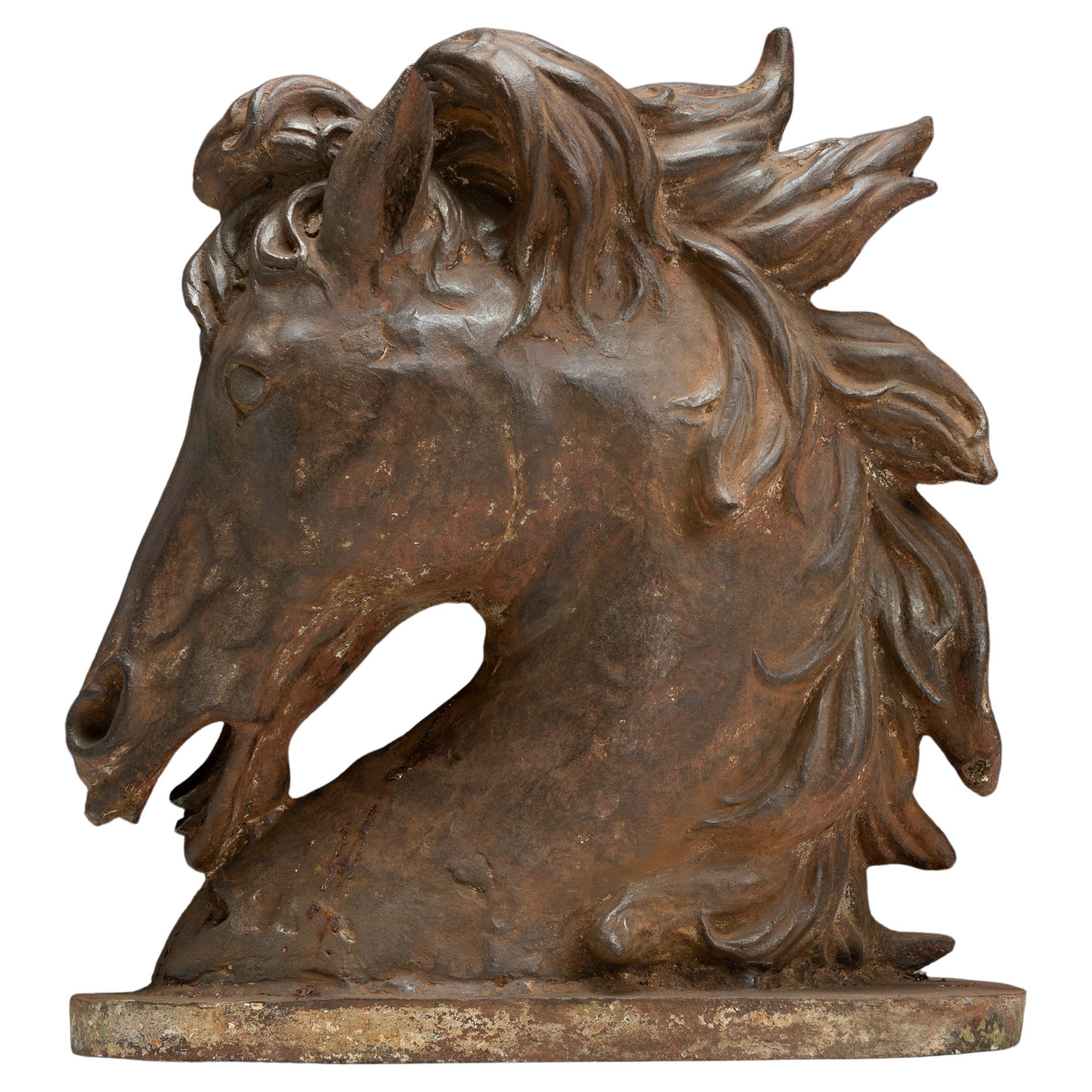 Cast Iron Horse Head Sculpture, England 1870 en vente