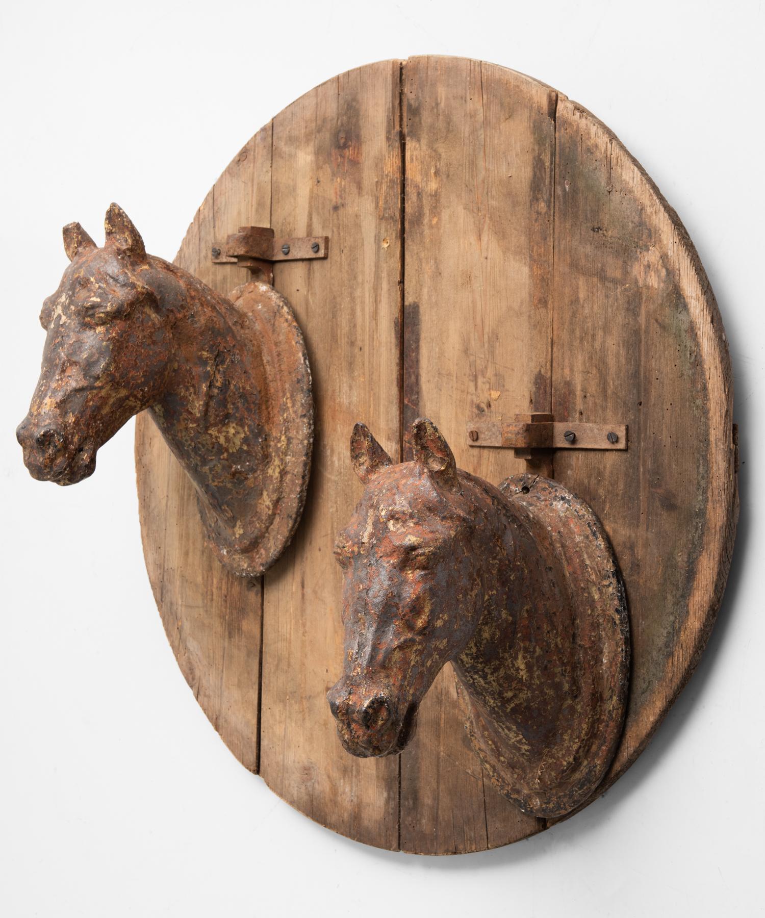 Primitive Cast Iron Horse Stable Sign, France, circa 1800