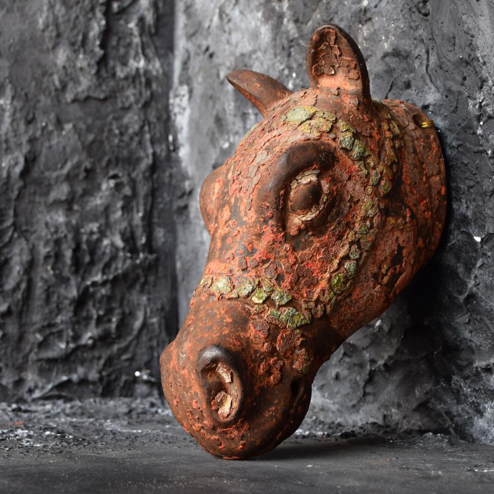 Cast Iron Horses Head Fragment with a Wonderful Aged Surface, circa 1900 4