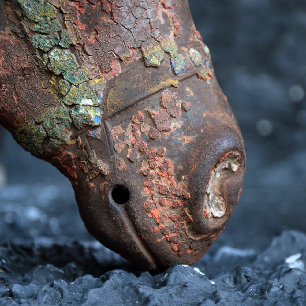 Early 20th Century Cast Iron Horses Head Fragment with a Wonderful Aged Surface, circa 1900