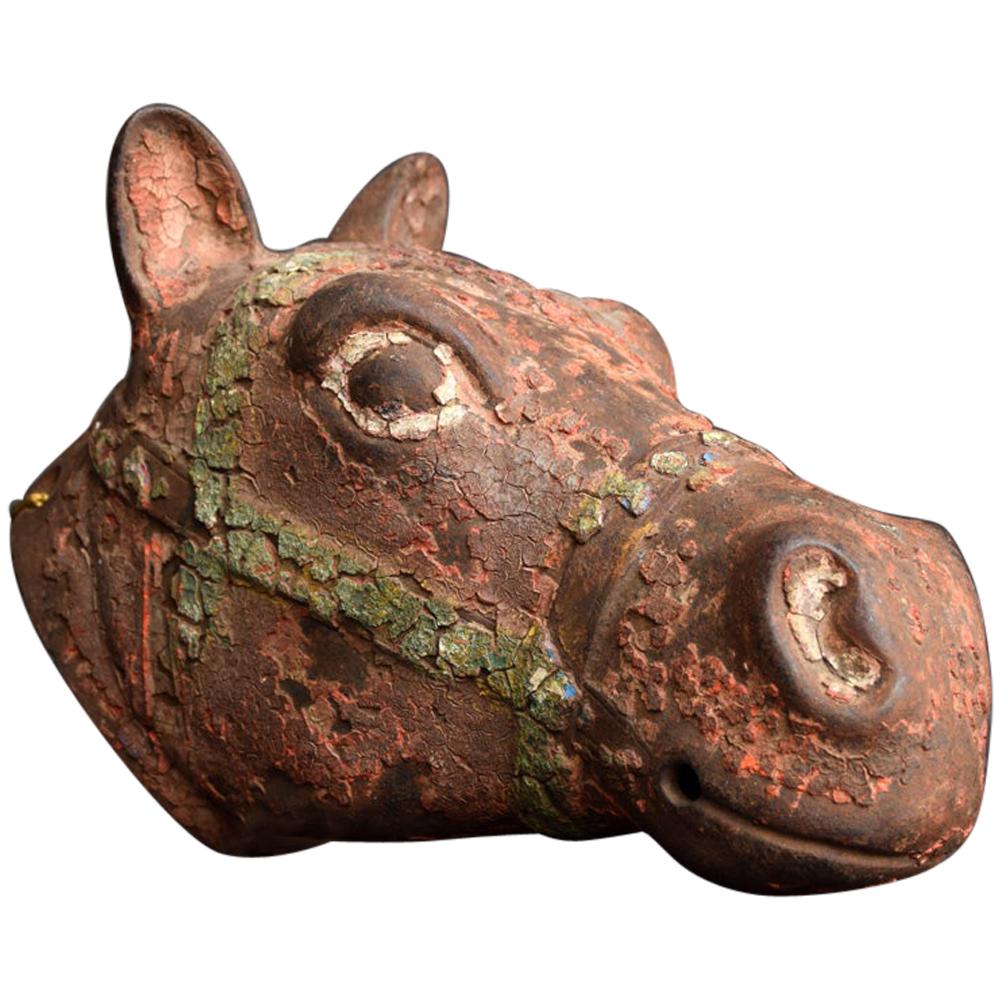 Cast Iron Horses Head Fragment with a Wonderful Aged Surface, circa 1900