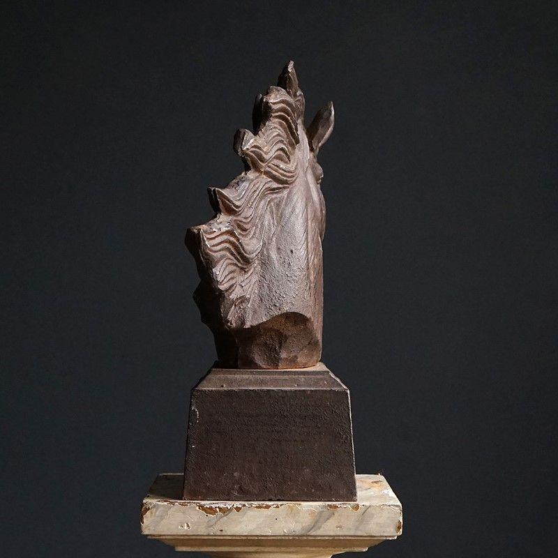 Vintage Cast Iron Horses Head Garden Statue Finial Sculpture, 20th Century 4