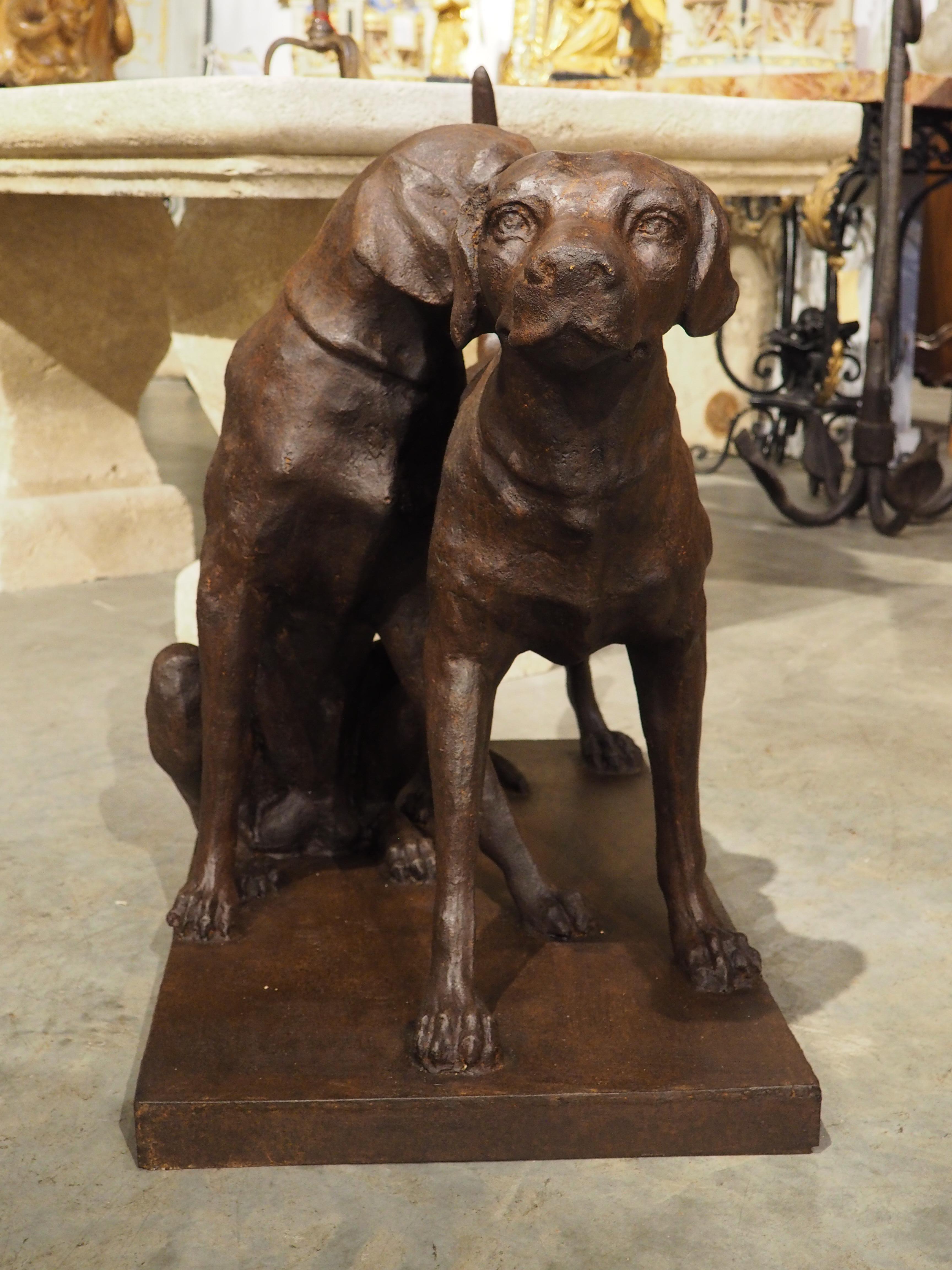 Cast Iron Hunting Dogs Statue, “Seduisant and Lumineau”, after Auguste Cain For Sale 6