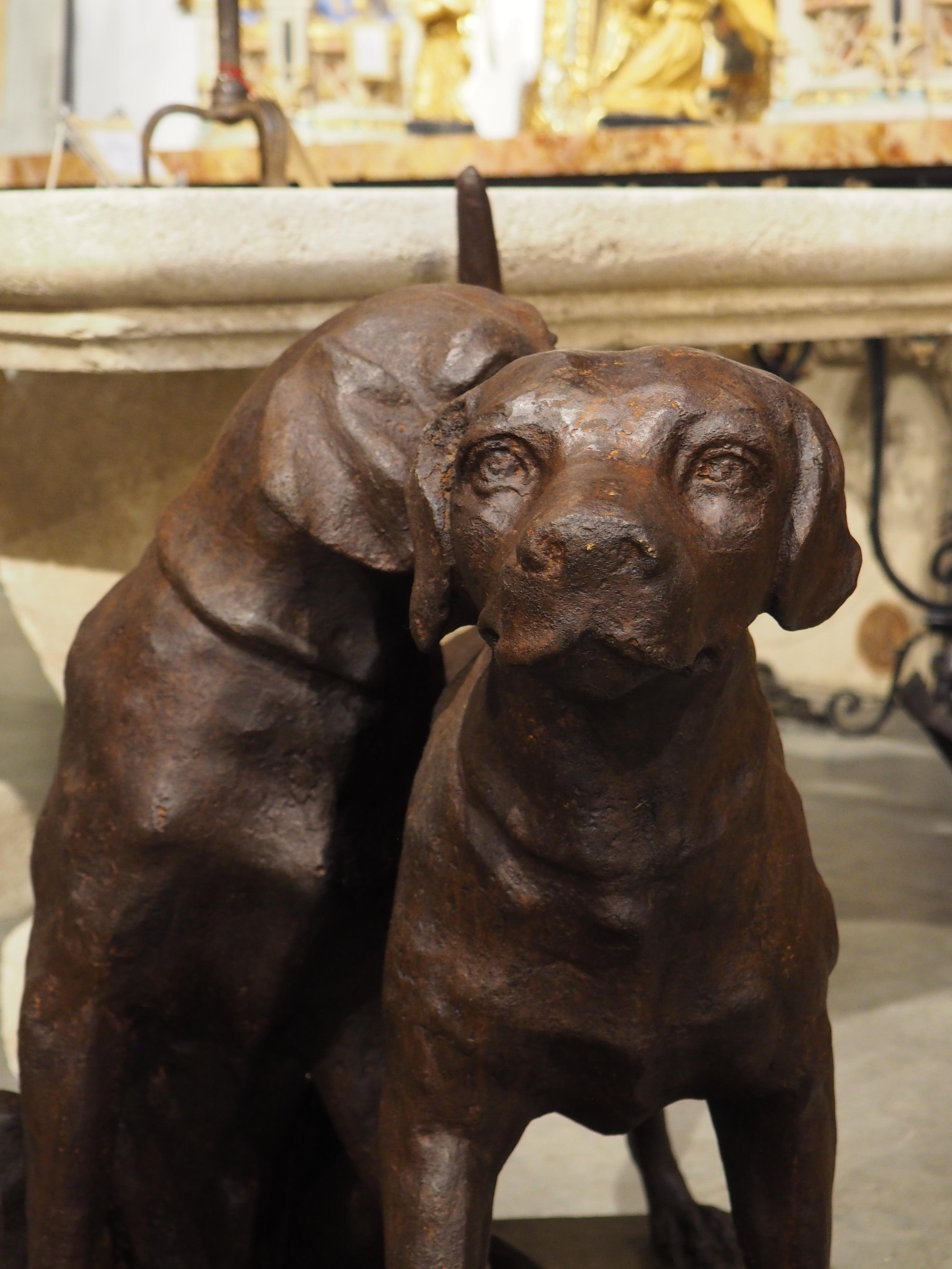 Cast Iron Hunting Dogs Statue, “Seduisant and Lumineau”, after Auguste Cain For Sale 8