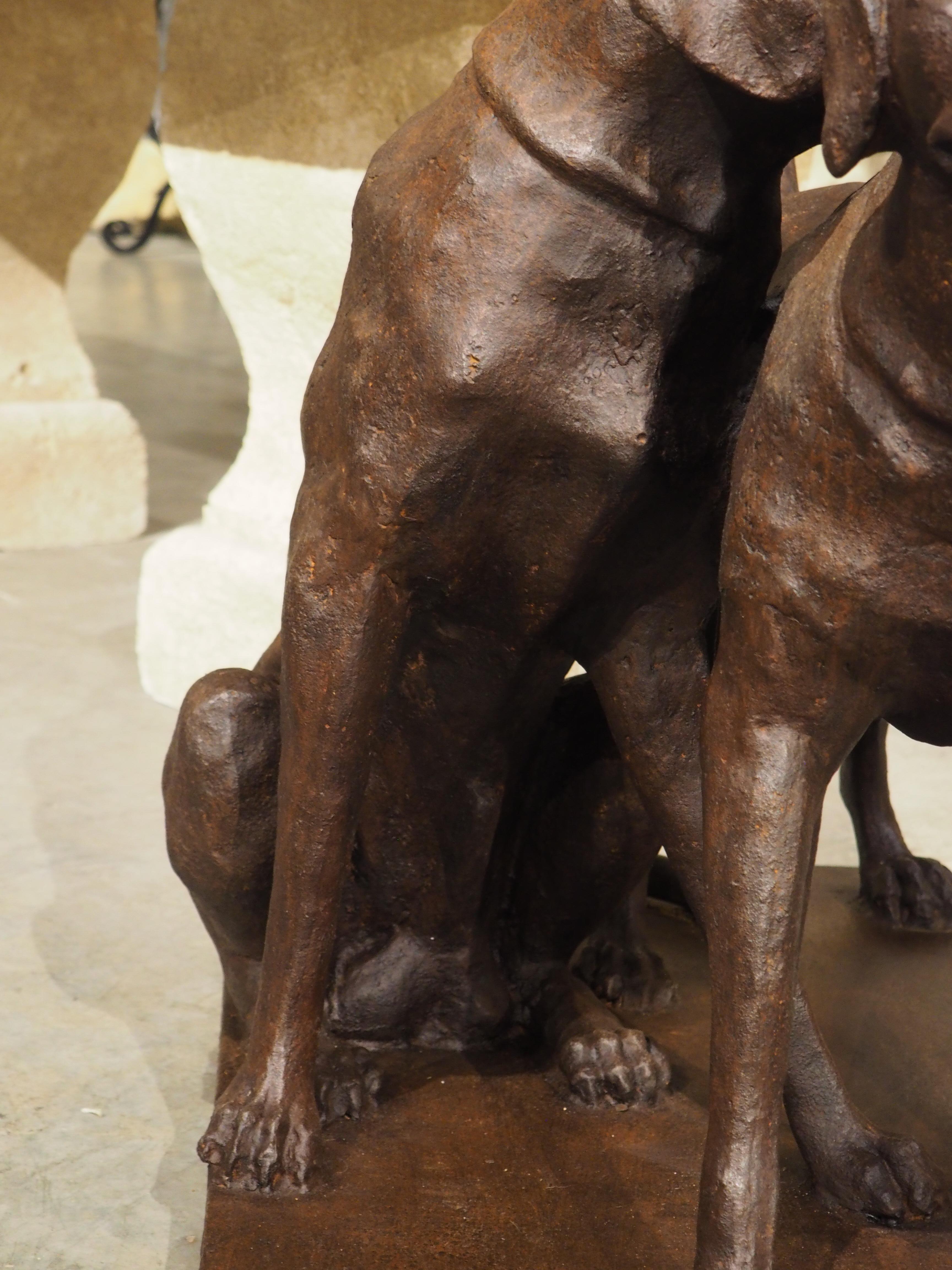 Cast Iron Hunting Dogs Statue, “Seduisant and Lumineau”, after Auguste Cain For Sale 9