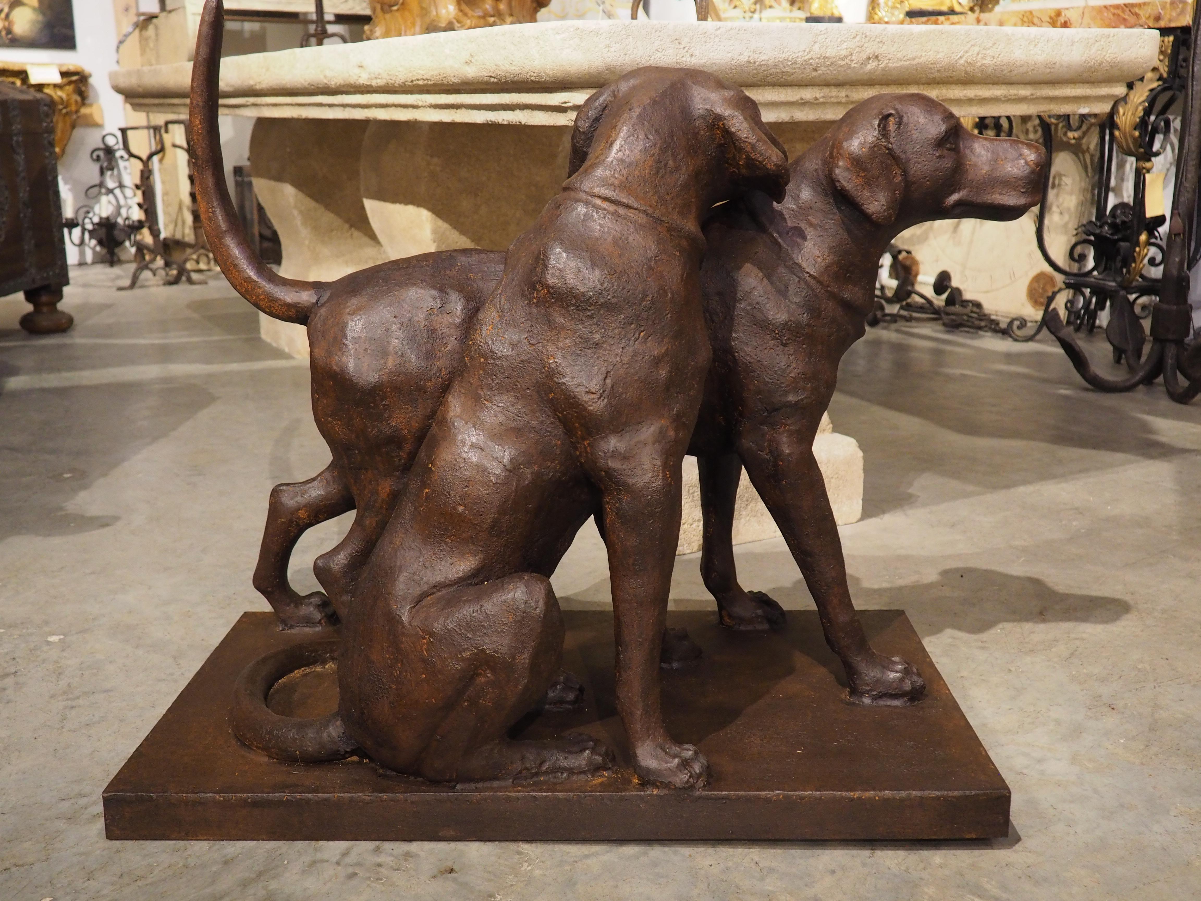 Cast Iron Hunting Dogs Statue, “Seduisant and Lumineau”, after Auguste Cain For Sale 10
