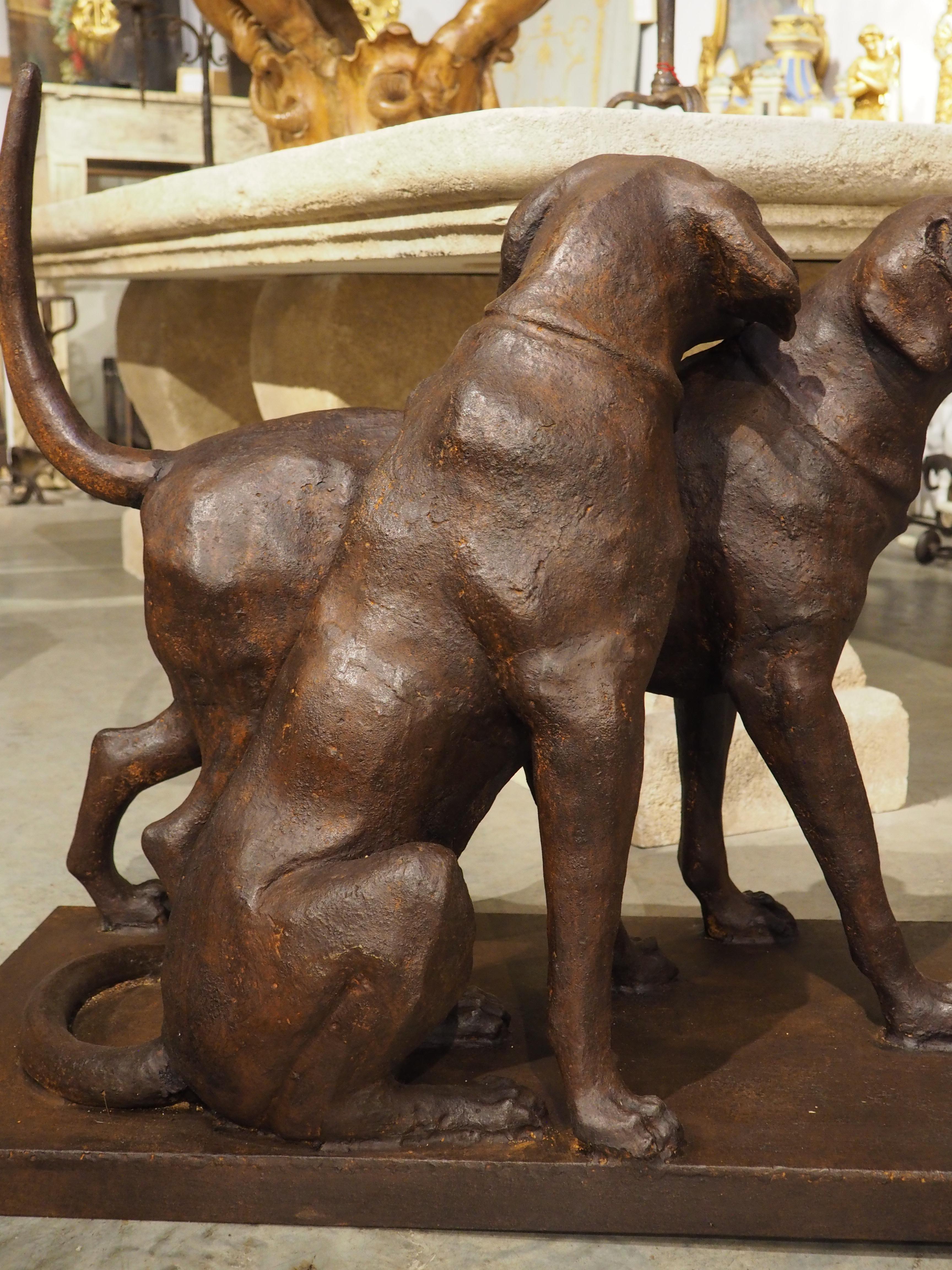 Cast Iron Hunting Dogs Statue, “Seduisant and Lumineau”, after Auguste Cain For Sale 11