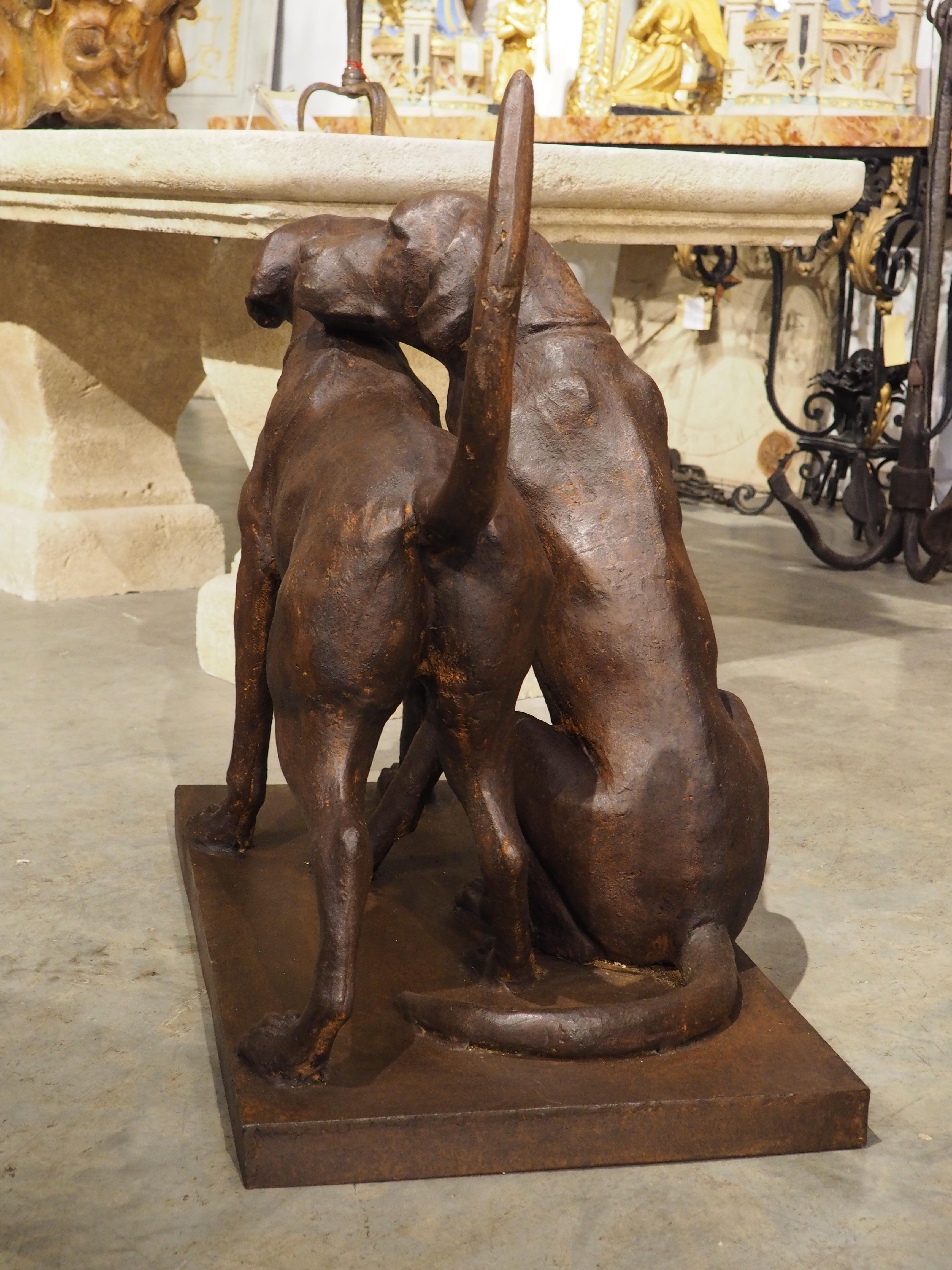 Cast Iron Hunting Dogs Statue, “Seduisant and Lumineau”, after Auguste Cain For Sale 13