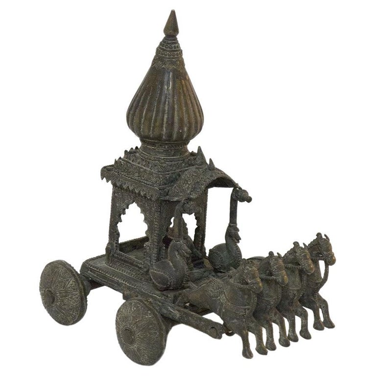 Cast Iron Indian Game with Rider and Horses For Sale at 1stDibs