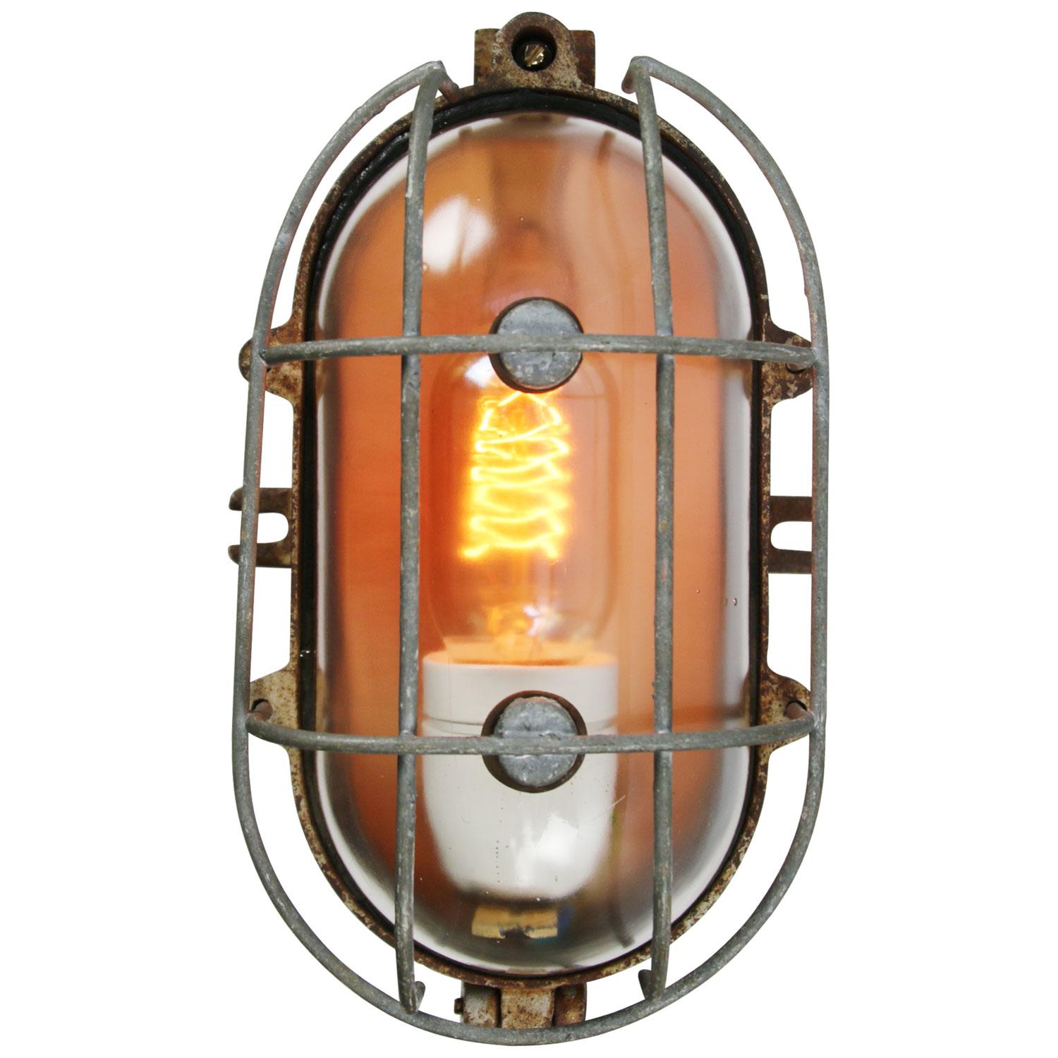 Industrial wall or ceiling lamp made by ‘Industria Rotterdam’
cast iron, clear glass

Weight: 2.78 kg / 6.1 lb

Priced per individual item. All lamps have been made suitable by international standards for incandescent light bulbs, energy-efficient