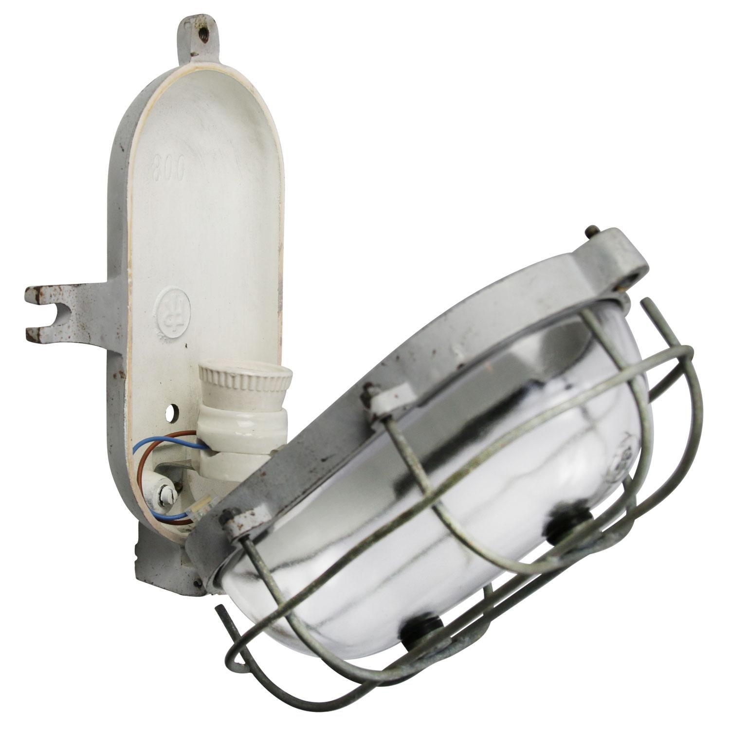 Dutch Cast Iron Industrial Clear Glass Wall Lamps Sconces by Industria Rotterdam For Sale