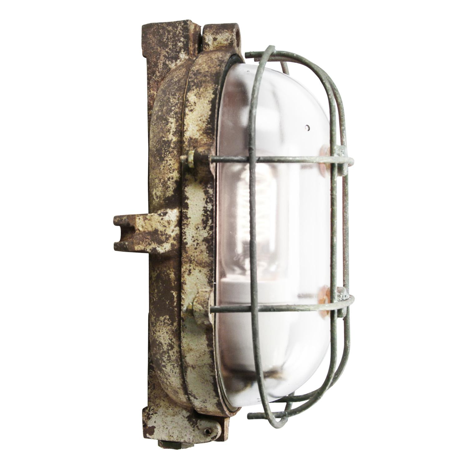 Cast Iron Industrial Clear Glass Wall Lamps Sconces by Industria Rotterdam In Good Condition For Sale In Amsterdam, NL
