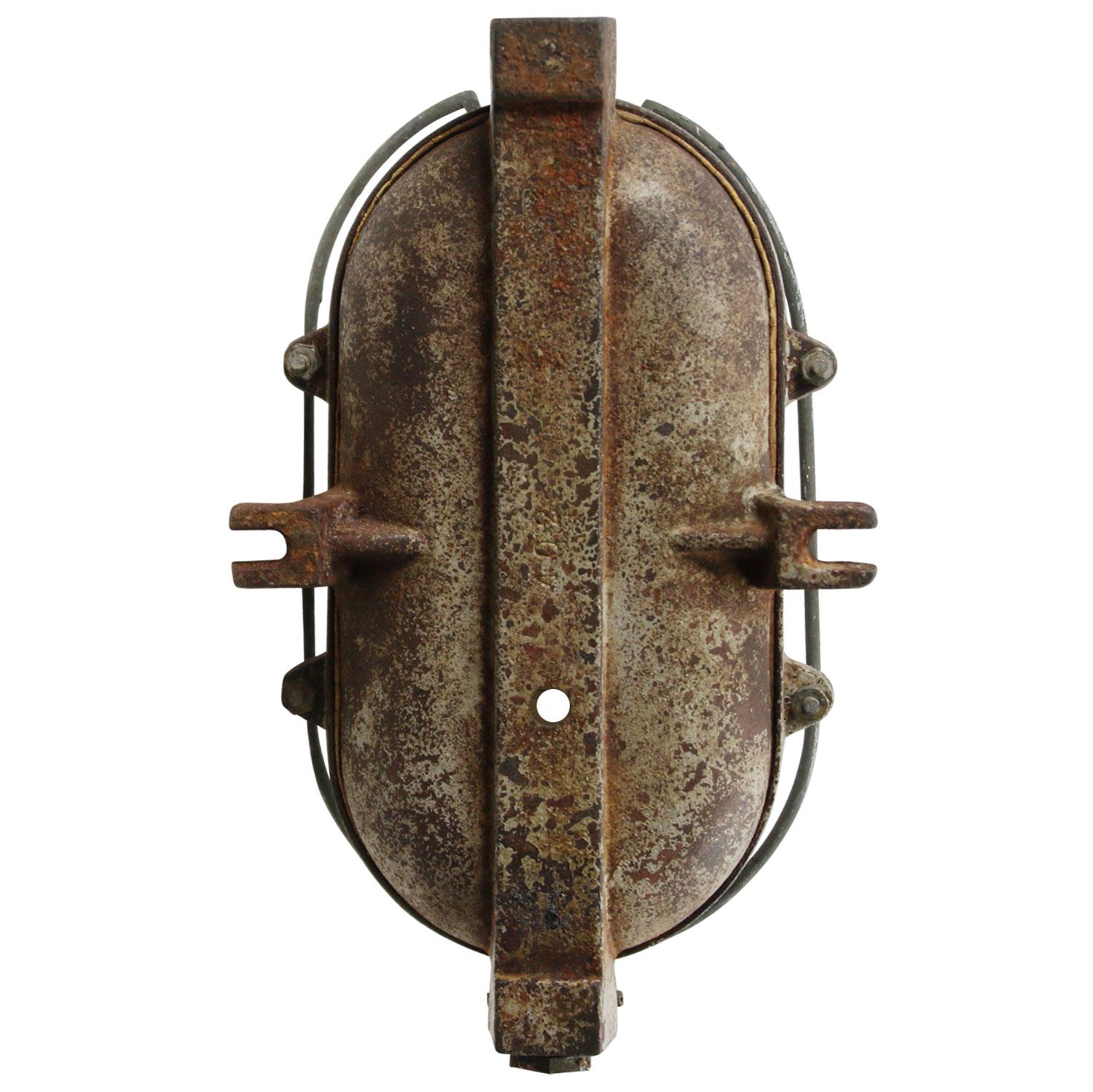 20th Century Cast Iron Industrial Clear Glass Wall Lamps Sconces by Industria Rotterdam For Sale