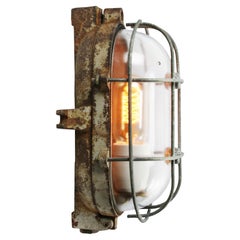 Cast Iron Industrial Clear Glass Wall Lamps Sconces by Industria Rotterdam