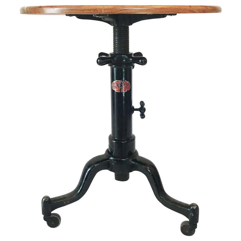 1930's Industrial Drafting Table German Factory Cast Iron Steel Top ...