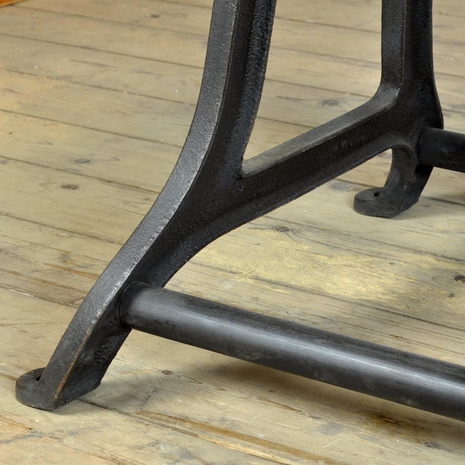 Cast Iron Industrial Table with an Old Pine Top For Sale 4