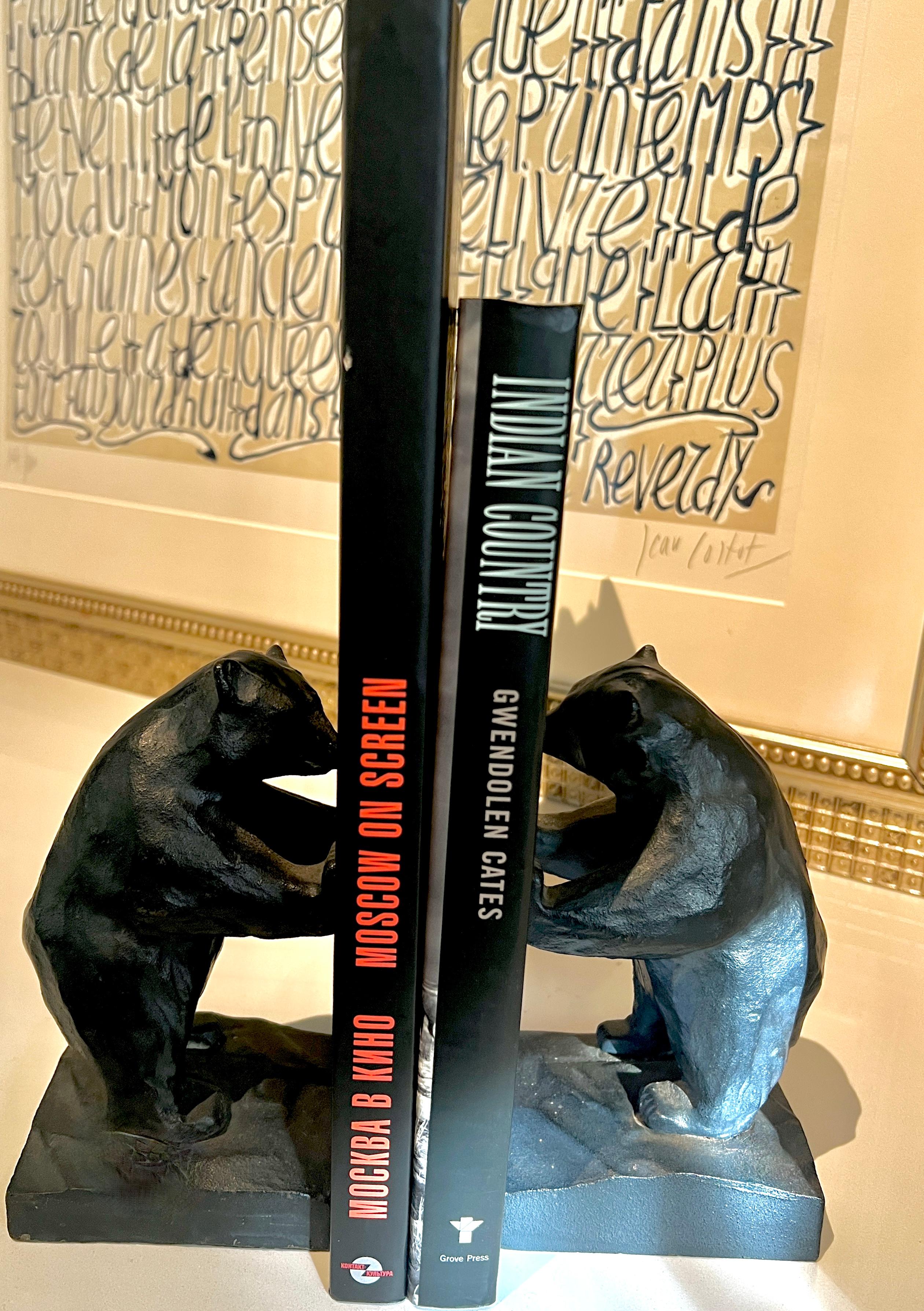 Cast Iron Japanese Grizzly Bear Bookends In Good Condition In Los Angeles, CA