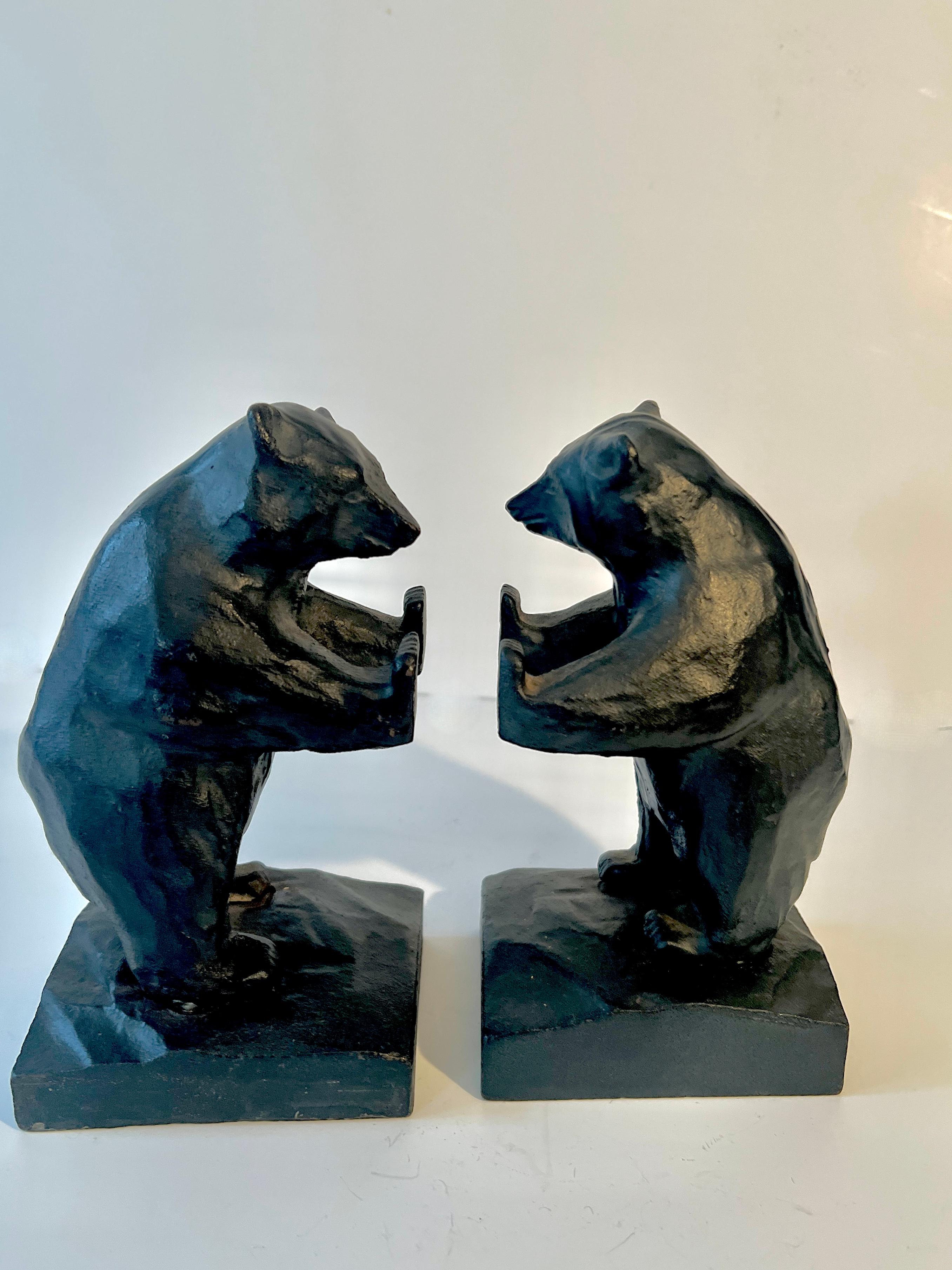 20th Century Cast Iron Japanese Grizzly Bear Bookends