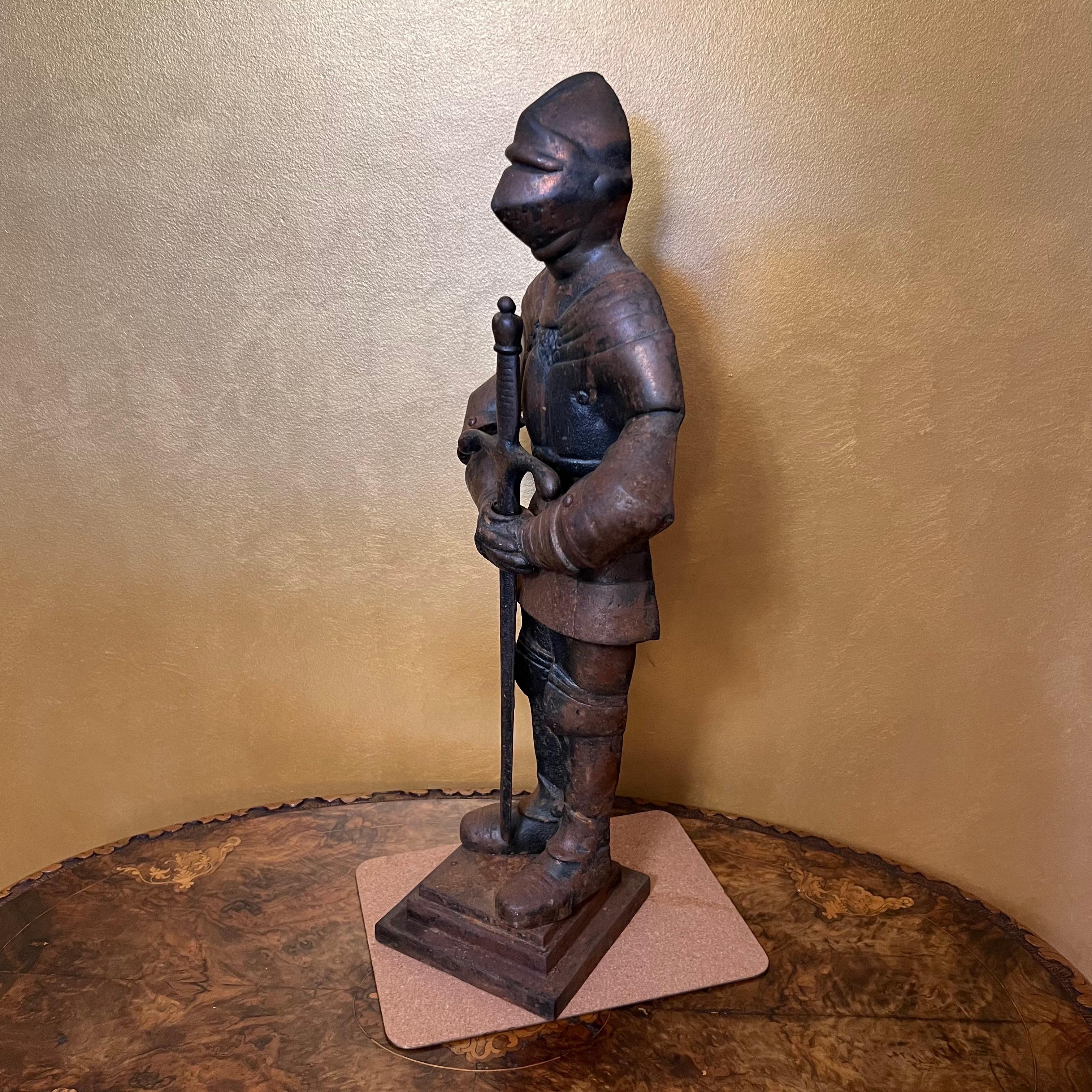 Half of a body on a stand, sword comes out, cast has rust ware it can be sandblasted and re painting if wanted a newer look. 

Material: Cast Iron 

Measurements: 61cm high, 12cm length, 12cm width

Antiques Yeah offers delivery to your door only