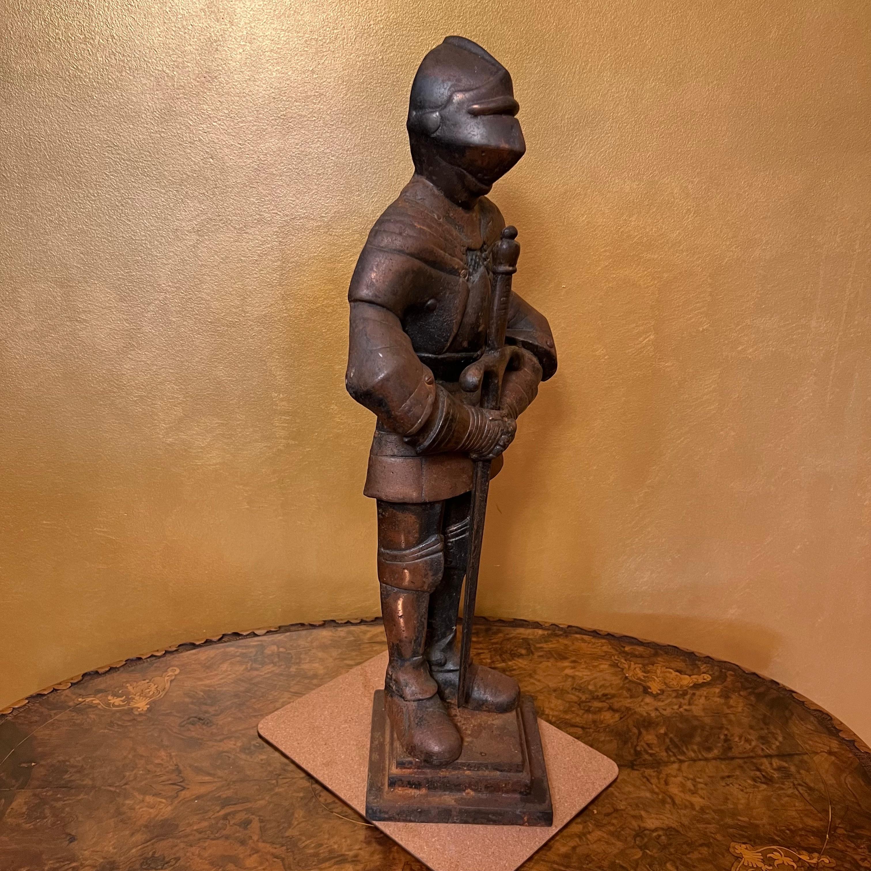 20th Century Cast Iron Knight With Sword For Sale