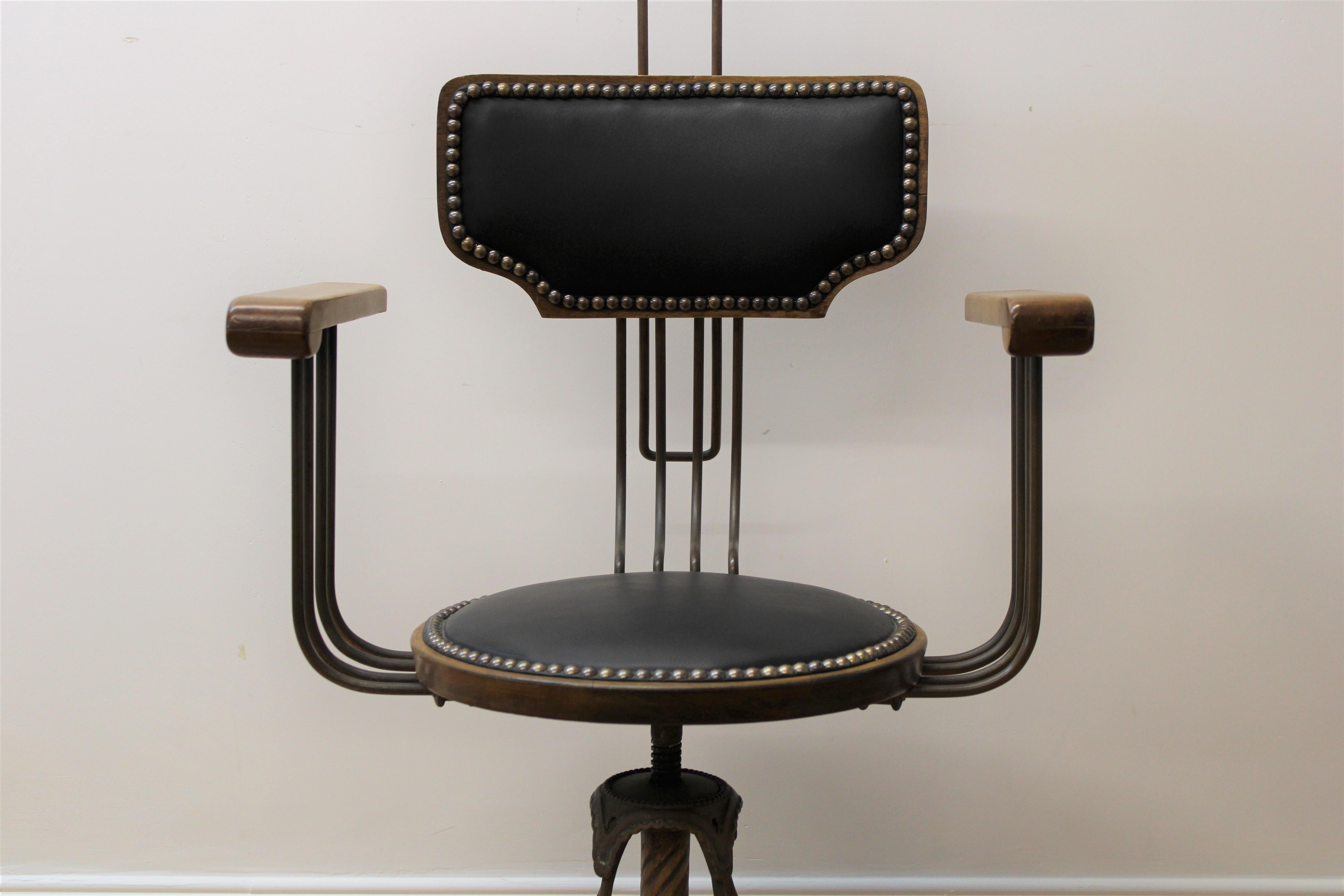 Cast Iron / Leather Chair 'Adjustable' For Sale 1