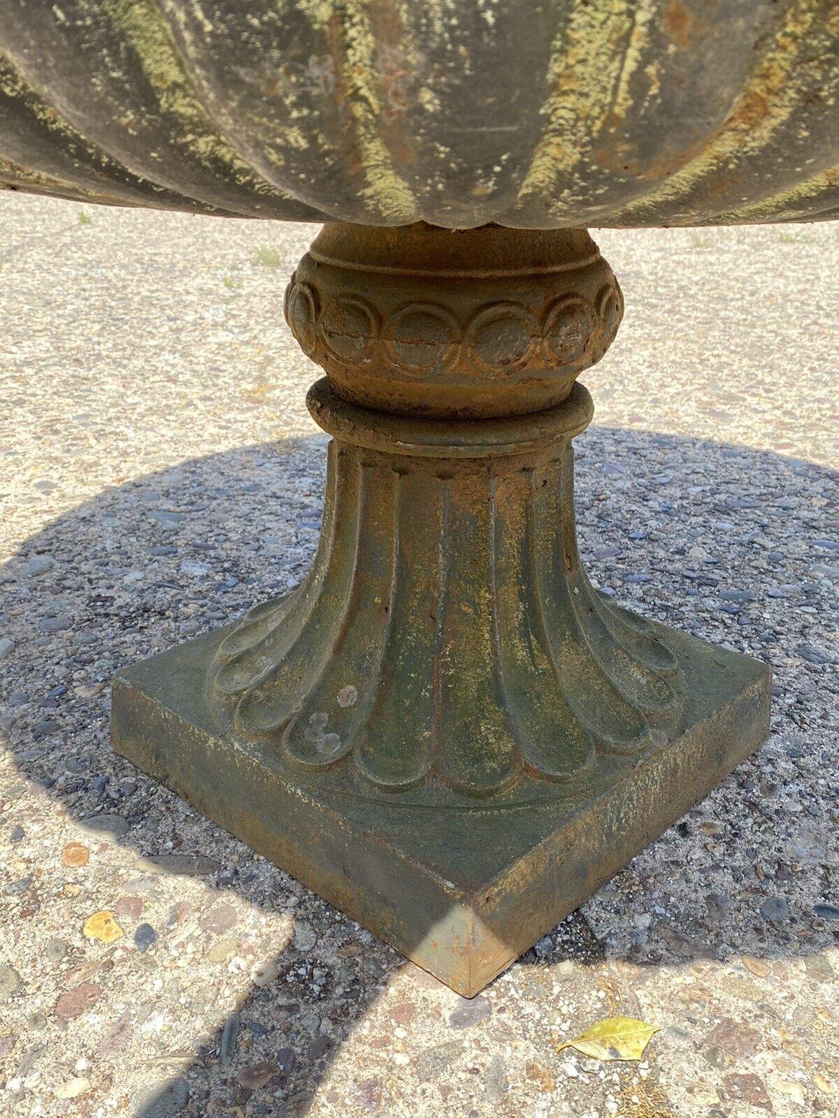 Cast Iron Low and Wide Round French Classical Style Outdoor Garden Urn Plant 2