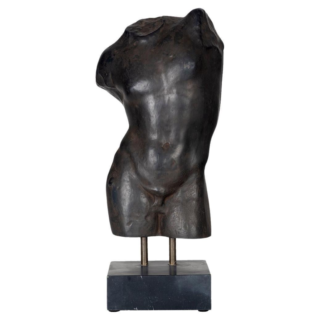 Torso maschile in ghisa su supporto in vendita